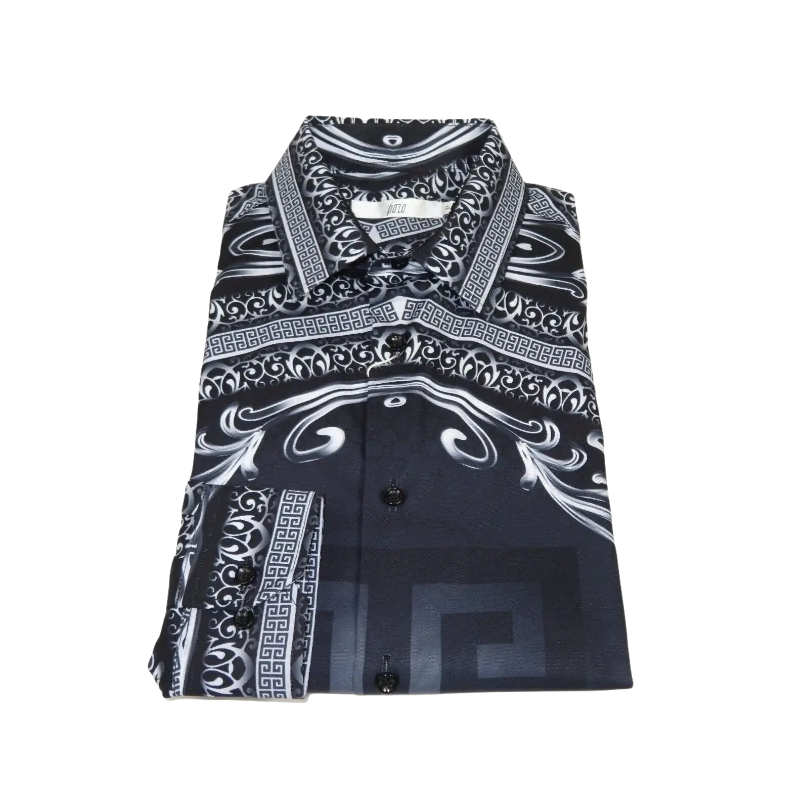 Men Sports Shirt by DE - NIKO Long Sleeves Fashion Print Soft Modal DNK6902 Black - J.Valintin Men's Wear Legend - 100141