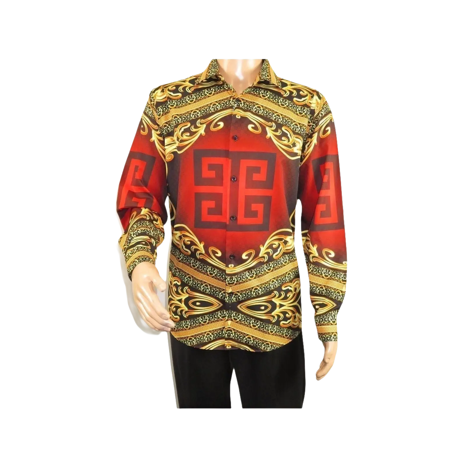 Men Sports Shirt by DE - NIKO Long Sleeves Fashion Print Soft Modal DNK6902 Red - J.Valintin Men's Wear Legend - 100136