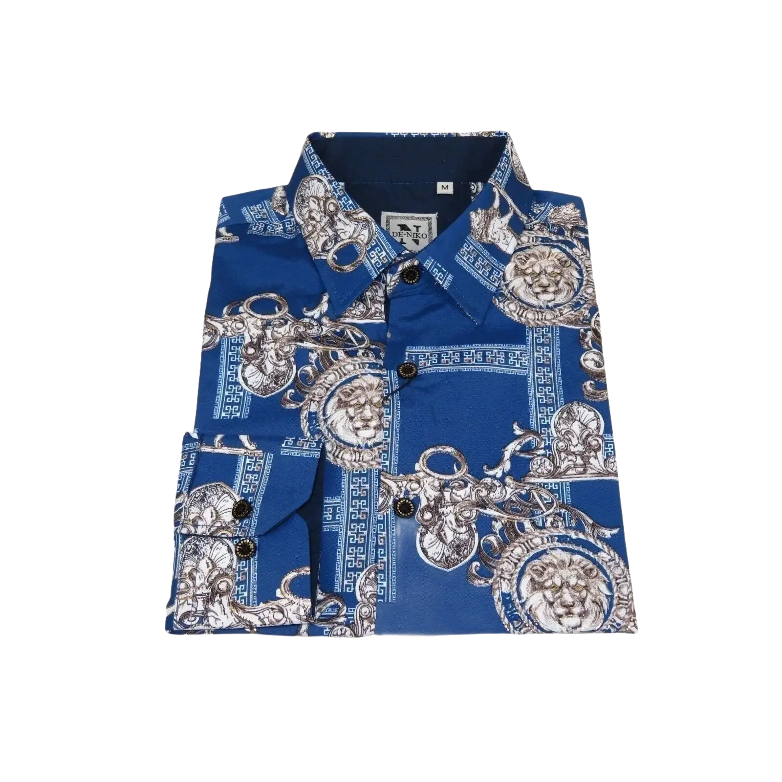 Men Sports Shirt by DE - NIKO Long Sleeves Fashion Print Soft Modal DSA125 Navy - J.Valintin Men's Wear Legend - 99383