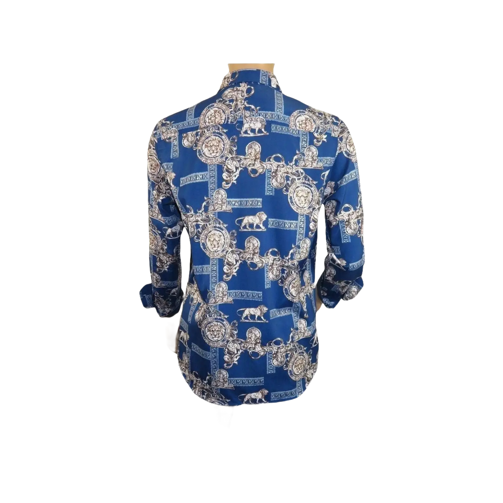Men Sports Shirt by DE - NIKO Long Sleeves Fashion Print Soft Modal DSA125 Navy - J.Valintin Men's Wear Legend - 99383
