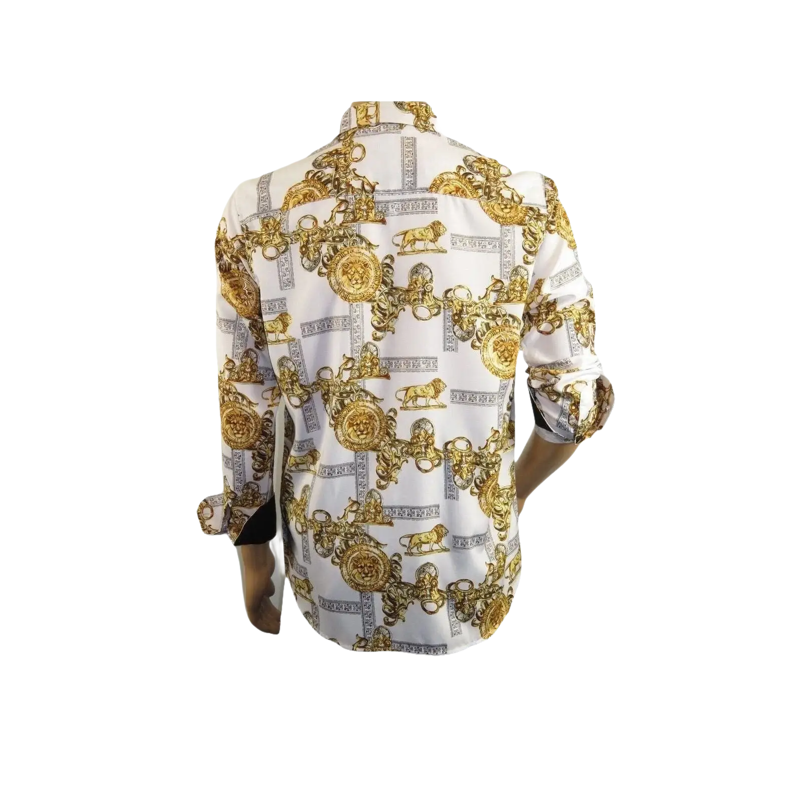 Men Sports Shirt by DE - NIKO Long Sleeves Fashion Print Soft Modal DSA125 White - J.Valintin Men's Wear Legend - 99377