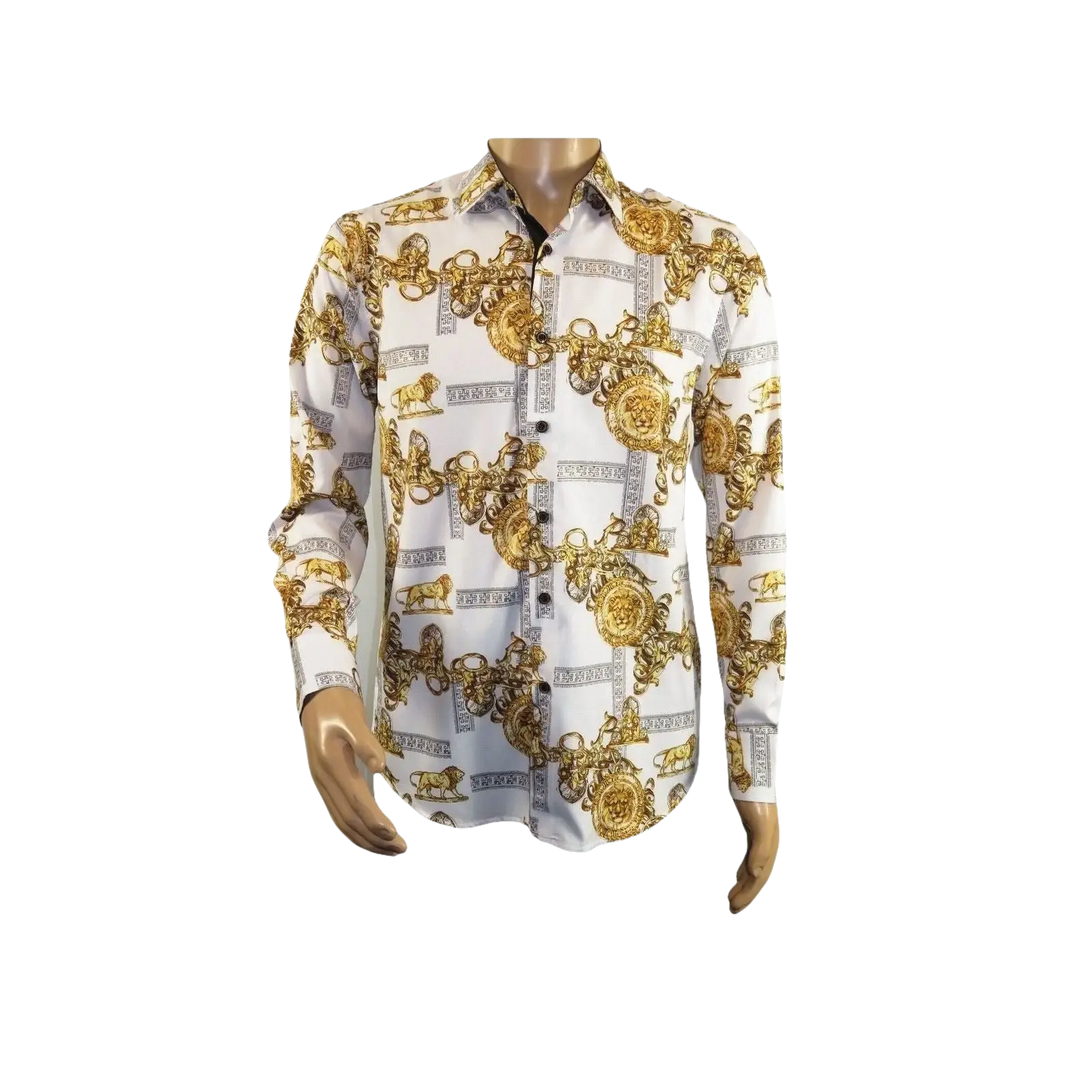 Men Sports Shirt by DE - NIKO Long Sleeves Fashion Print Soft Modal DSA125 White - J.Valintin Men's Wear Legend - 99377