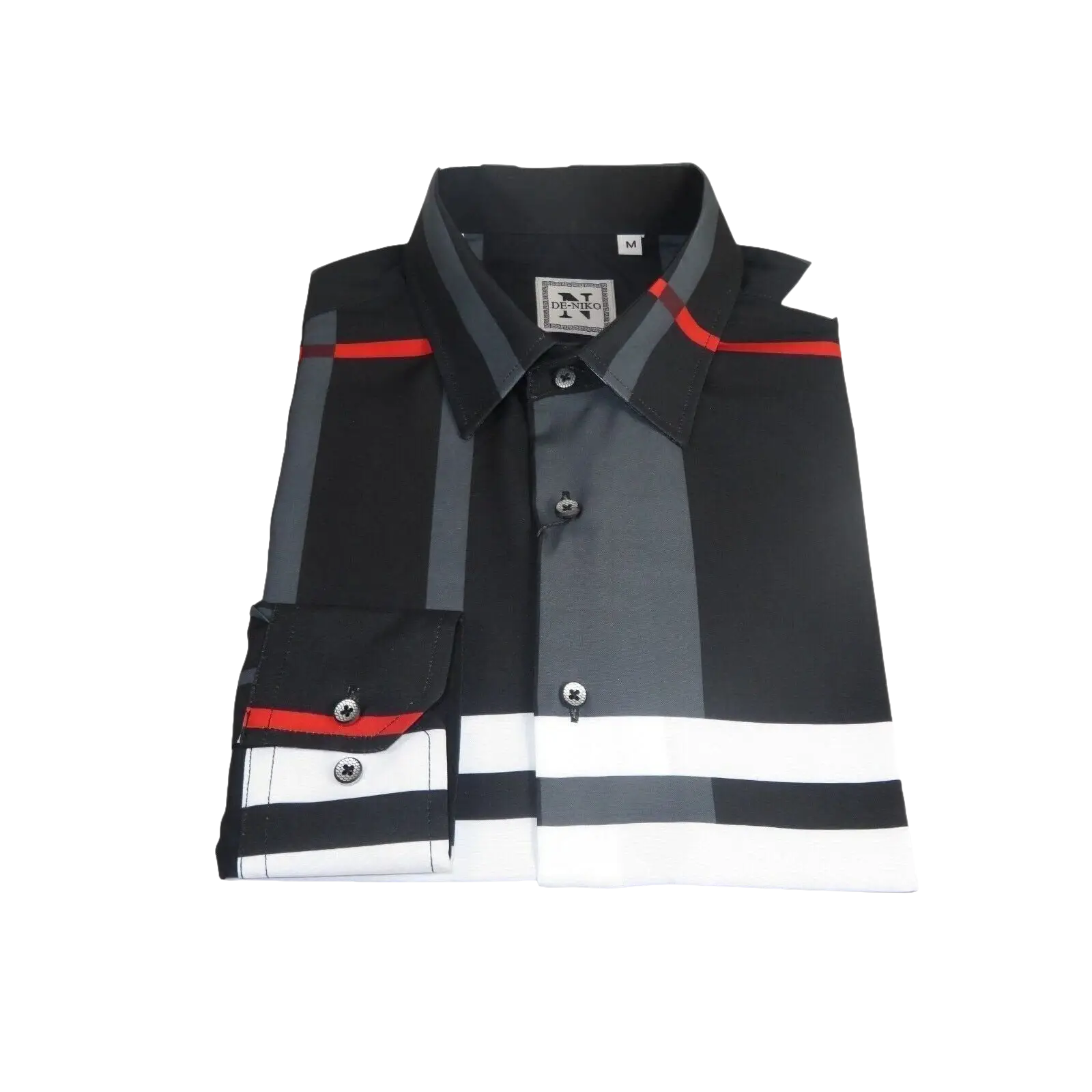 Men Sports Shirt by DE - NIKO Long Sleeves Fashion Print Soft Modal NK1010 Black - J.Valintin Men's Wear Legend - 100156