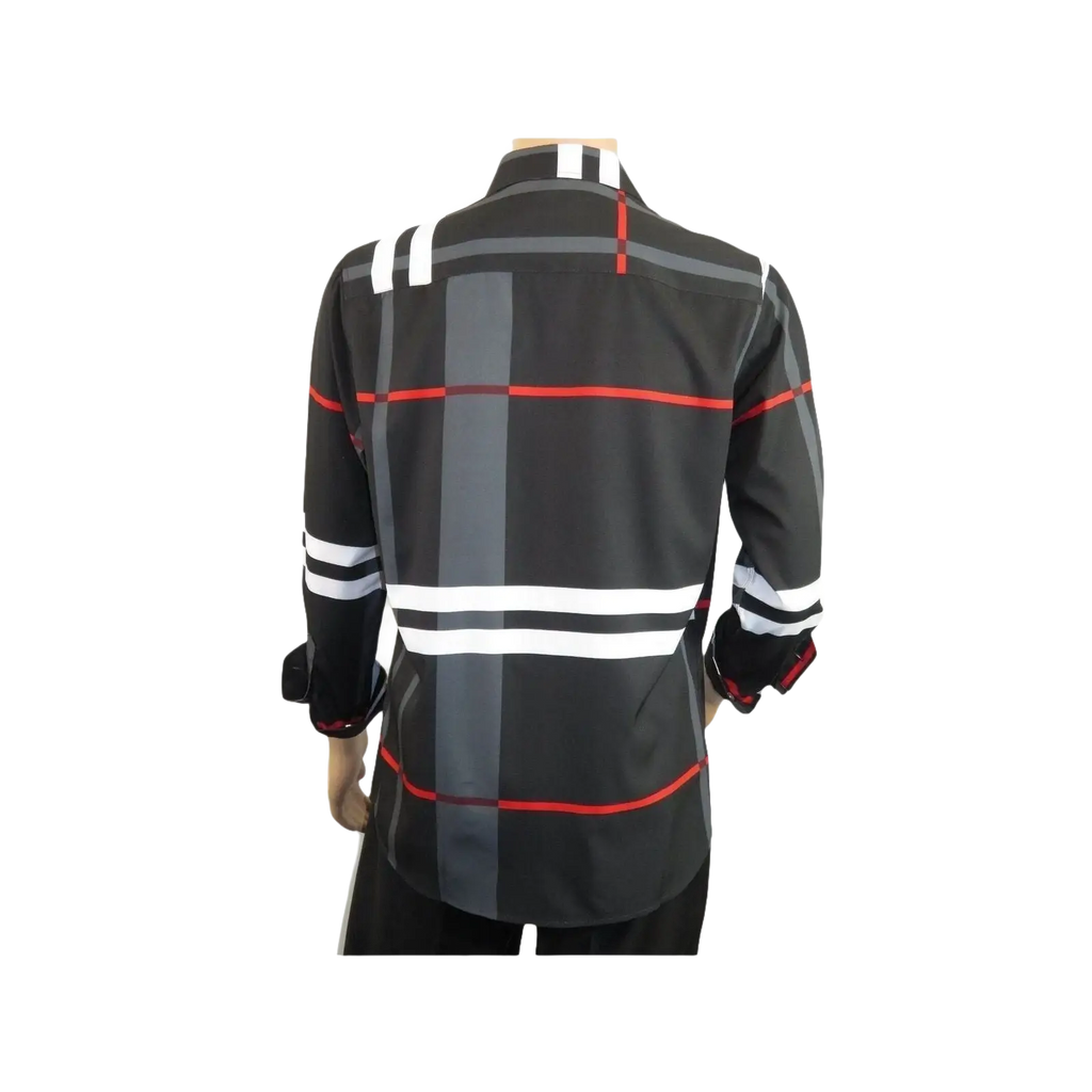 Men Sports Shirt by DE - NIKO Long Sleeves Fashion Print Soft Modal NK1010 Black - J.Valintin Men's Wear Legend - 100156