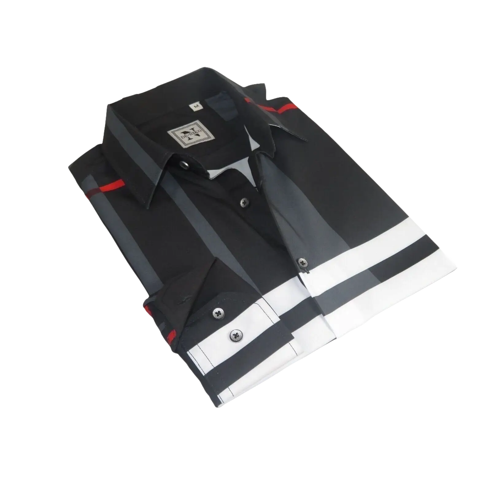 Men Sports Shirt by DE - NIKO Long Sleeves Fashion Print Soft Modal NK1010 Black - J.Valintin Men's Wear Legend - 100156