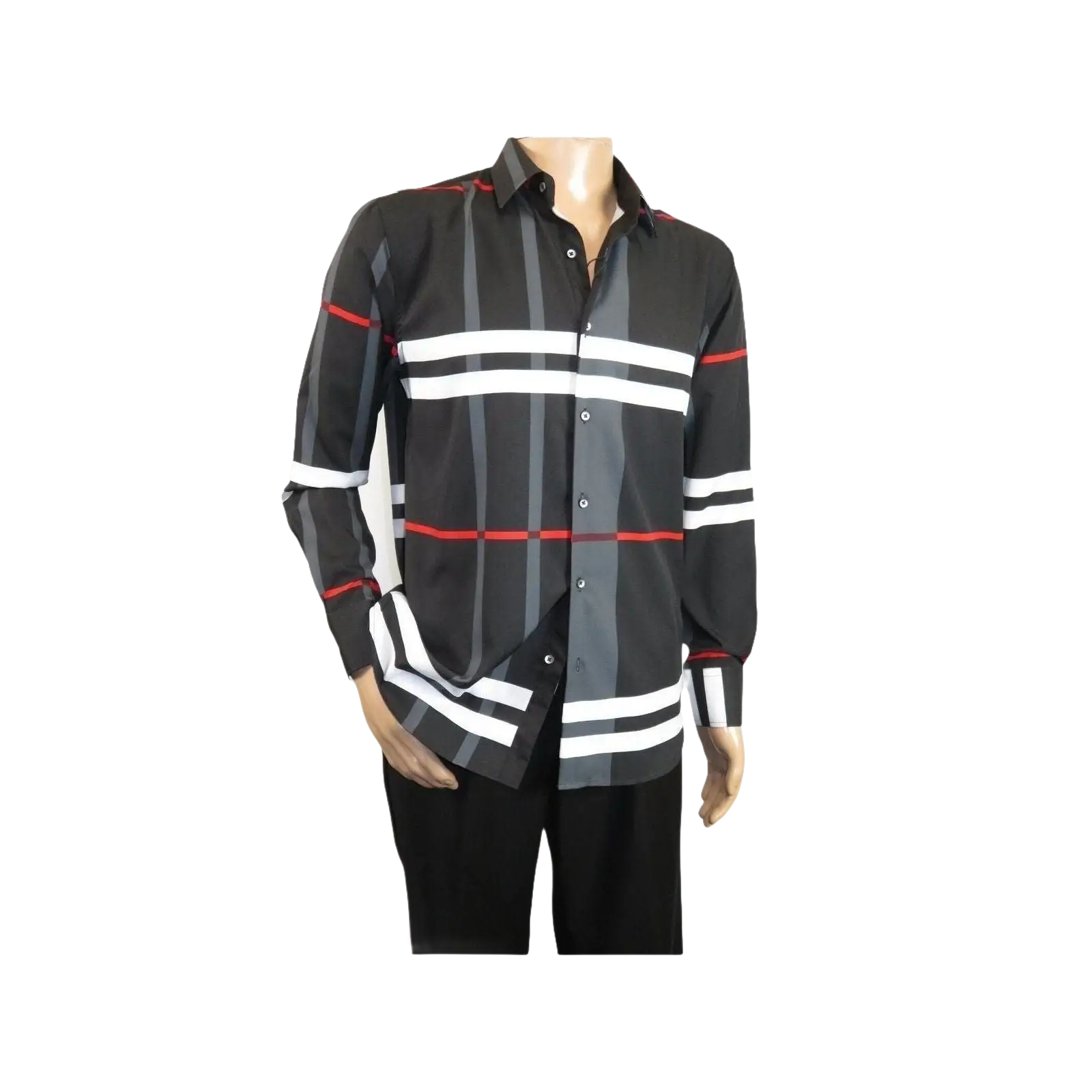 Men Sports Shirt by DE - NIKO Long Sleeves Fashion Print Soft Modal NK1010 Black - J.Valintin Men's Wear Legend - 100156