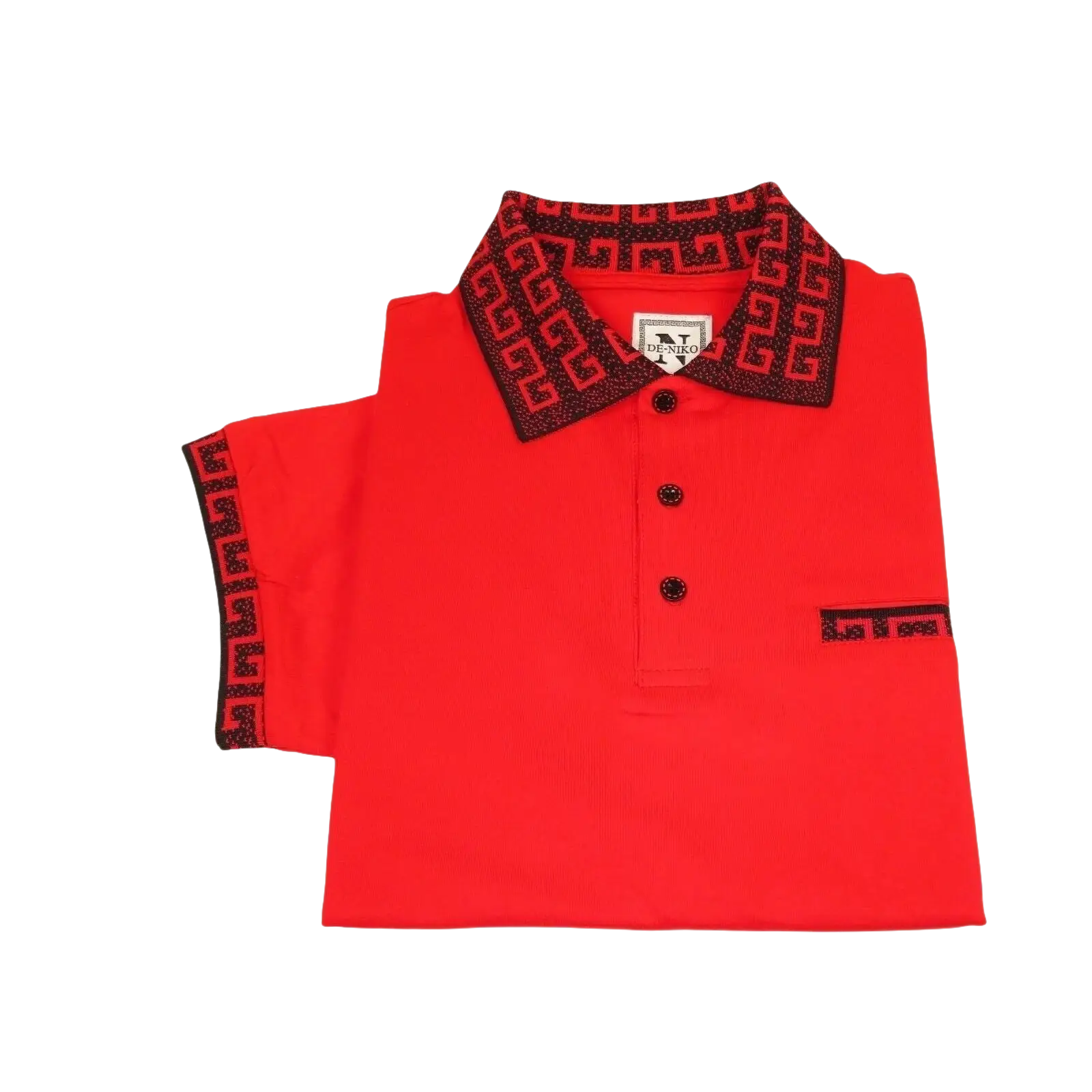 Men Sports Shirt DE - NIKO Short Sleeves Cotton Fashion Polo Shirt DBK109 Red - J.Valintin Men's Wear Legend - 99317