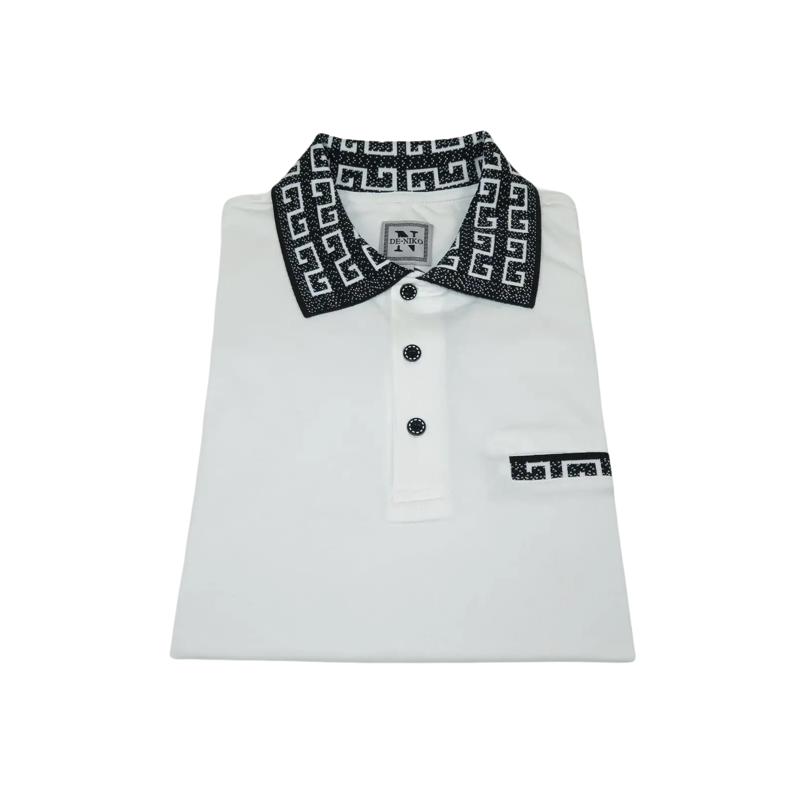 Men Sports Shirt DE - NIKO Short Sleeves Cotton Fashion Polo Shirt DBK109 White - J.Valintin Men's Wear Legend - 99323
