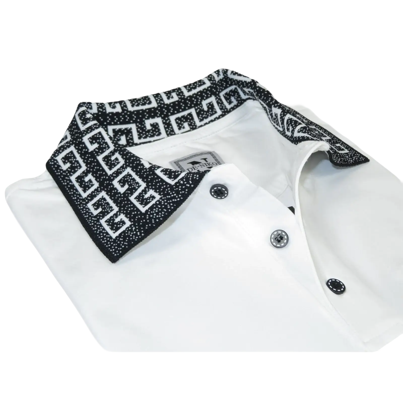 Men Sports Shirt DE - NIKO Short Sleeves Cotton Fashion Polo Shirt DBK109 White - J.Valintin Men's Wear Legend - 99323