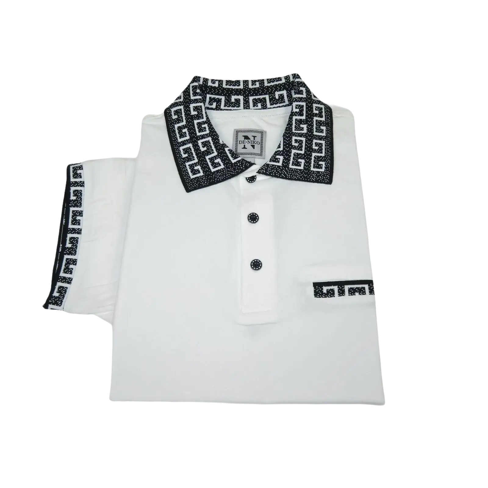 Men Sports Shirt DE - NIKO Short Sleeves Cotton Fashion Polo Shirt DBK109 White - J.Valintin Men's Wear Legend - 99323