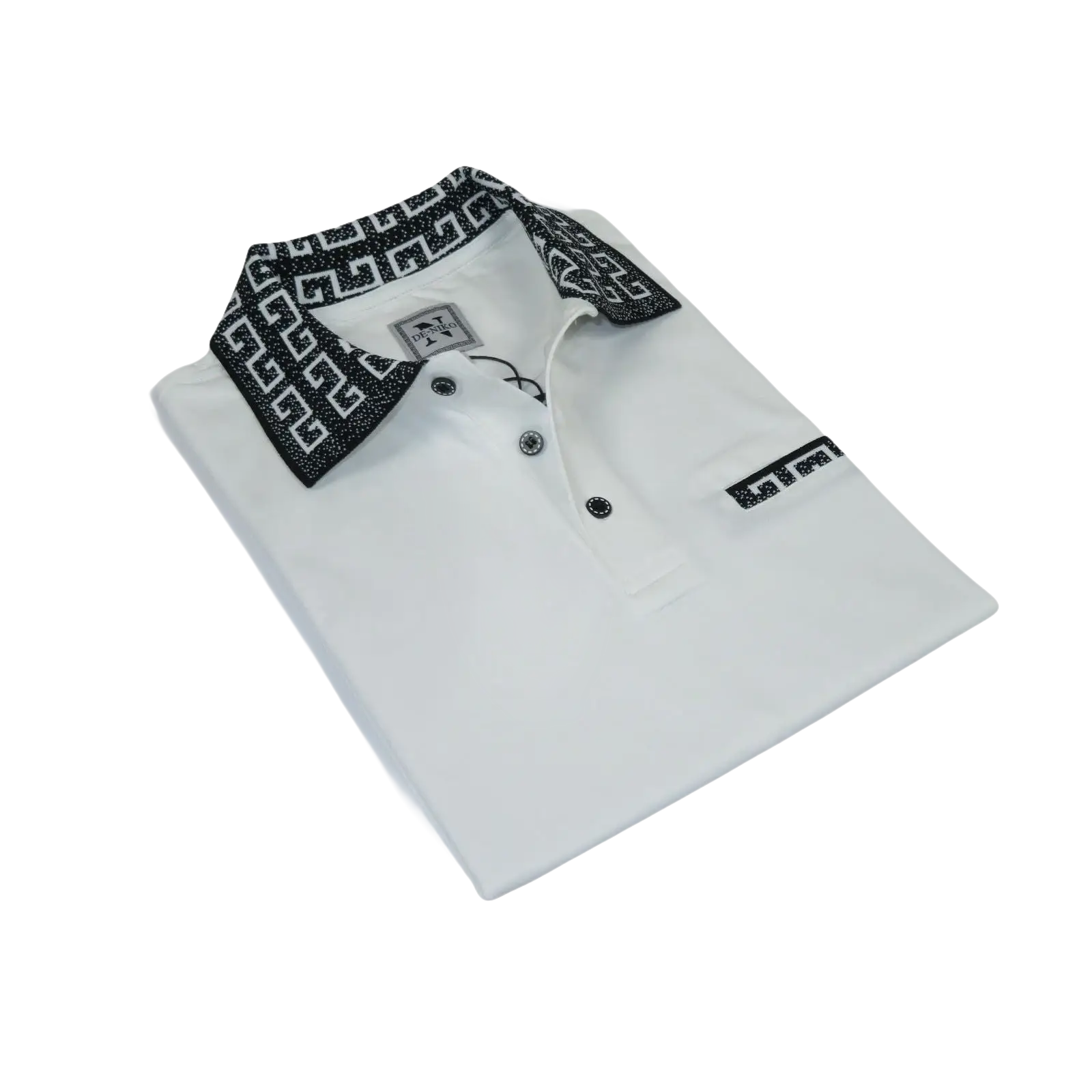 Men Sports Shirt DE - NIKO Short Sleeves Cotton Fashion Polo Shirt DBK109 White - J.Valintin Men's Wear Legend - 99323