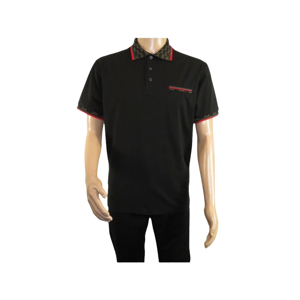 Men Sports Shirt DE - NIKO Short Sleeves Cotton Fashion Polo Shirt DBK113 Black - J.Valintin Men's Wear Legend - 99347
