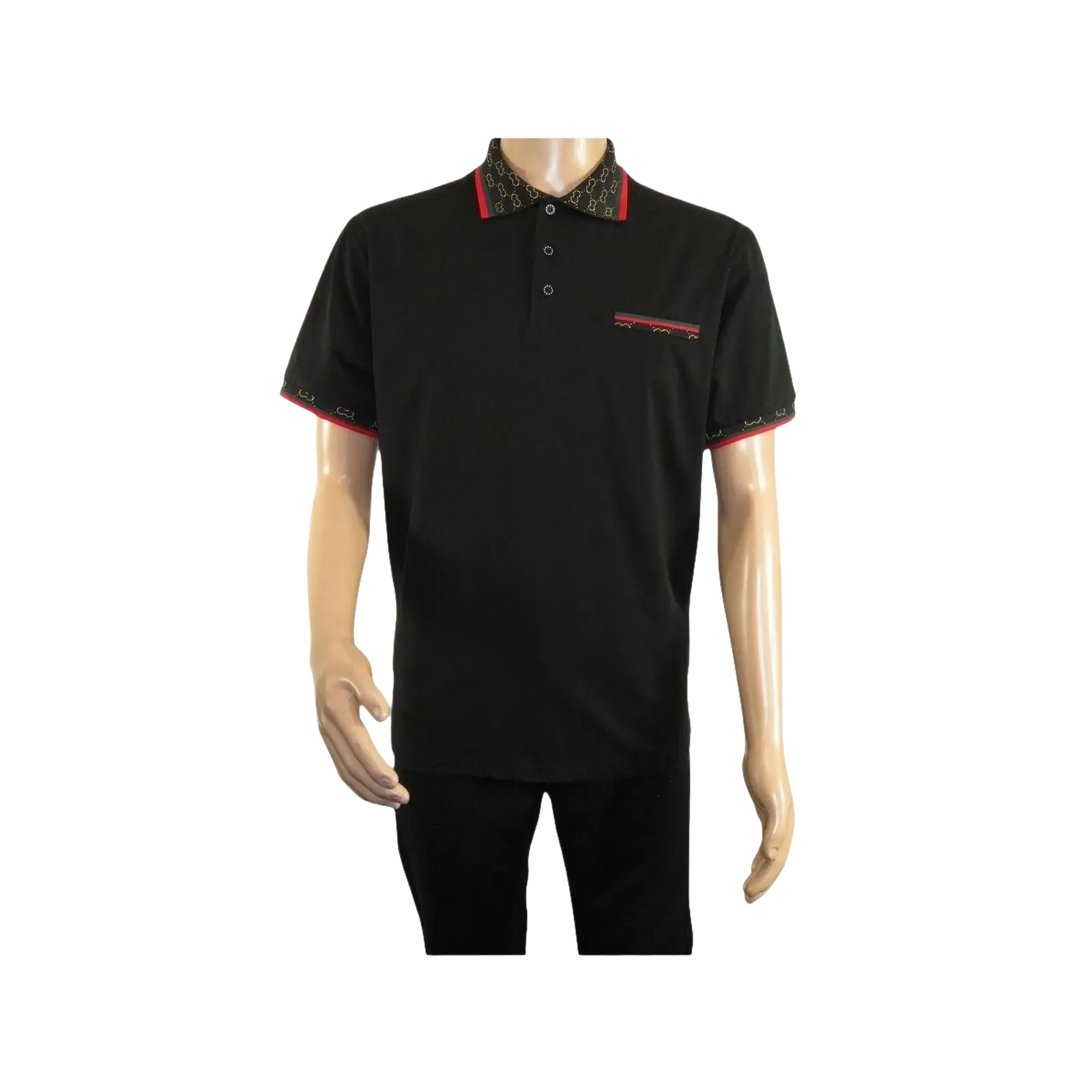 Men Sports Shirt DE - NIKO Short Sleeves Cotton Fashion Polo Shirt DBK113 Black - J.Valintin Men's Wear Legend - 99347