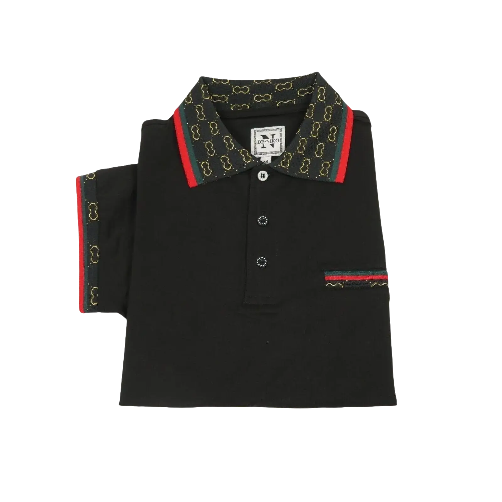 Men Sports Shirt DE - NIKO Short Sleeves Cotton Fashion Polo Shirt DBK113 Black - J.Valintin Men's Wear Legend - 99347