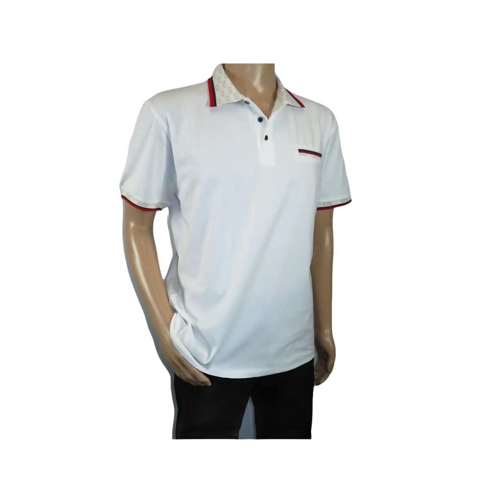 Men Sports Shirt DE - NIKO Short Sleeves Cotton Fashion Polo Shirt DBK113 White - J.Valintin Men's Wear Legend - 99353