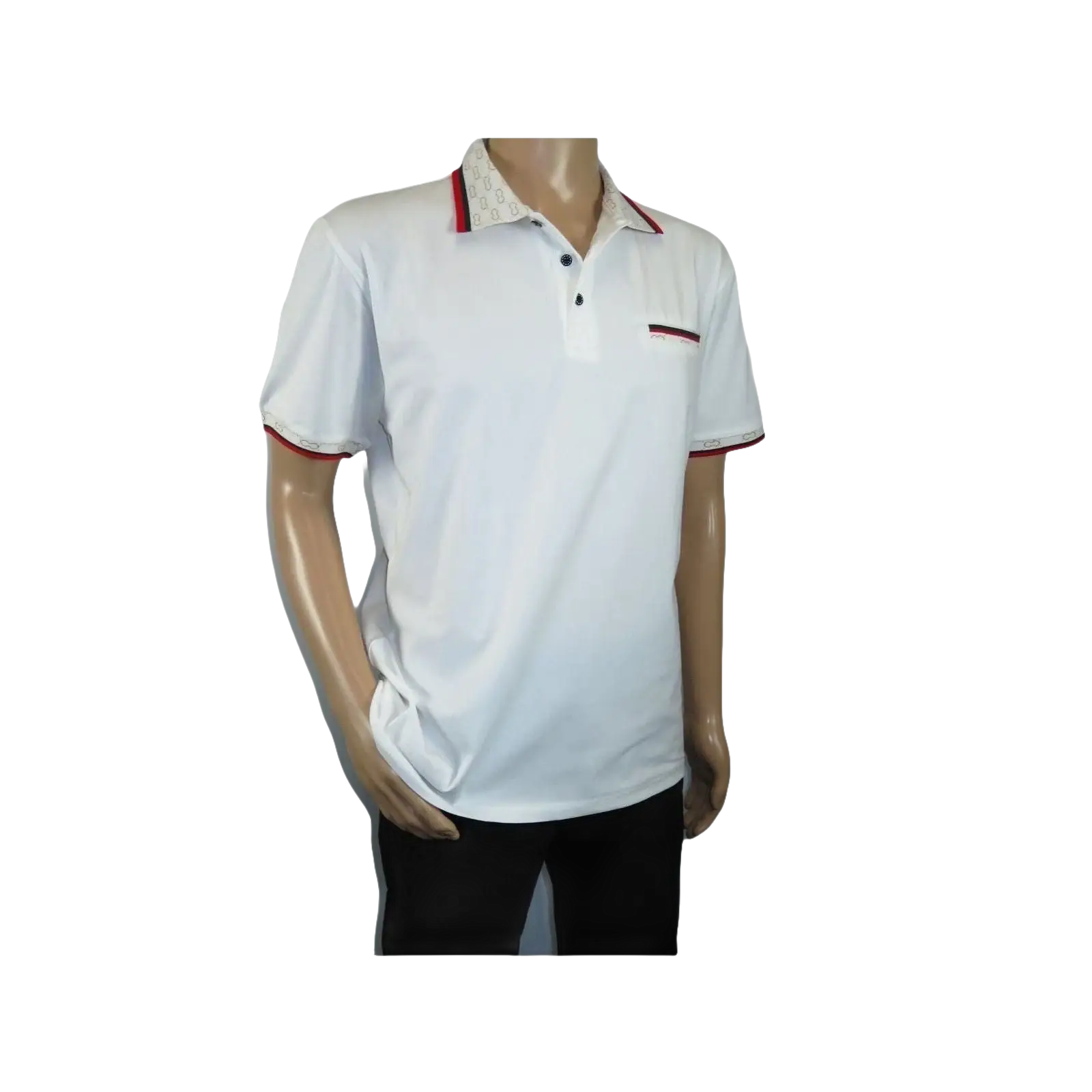 Men Sports Shirt DE - NIKO Short Sleeves Cotton Fashion Polo Shirt DBK113 White - J.Valintin Men's Wear Legend - 99353