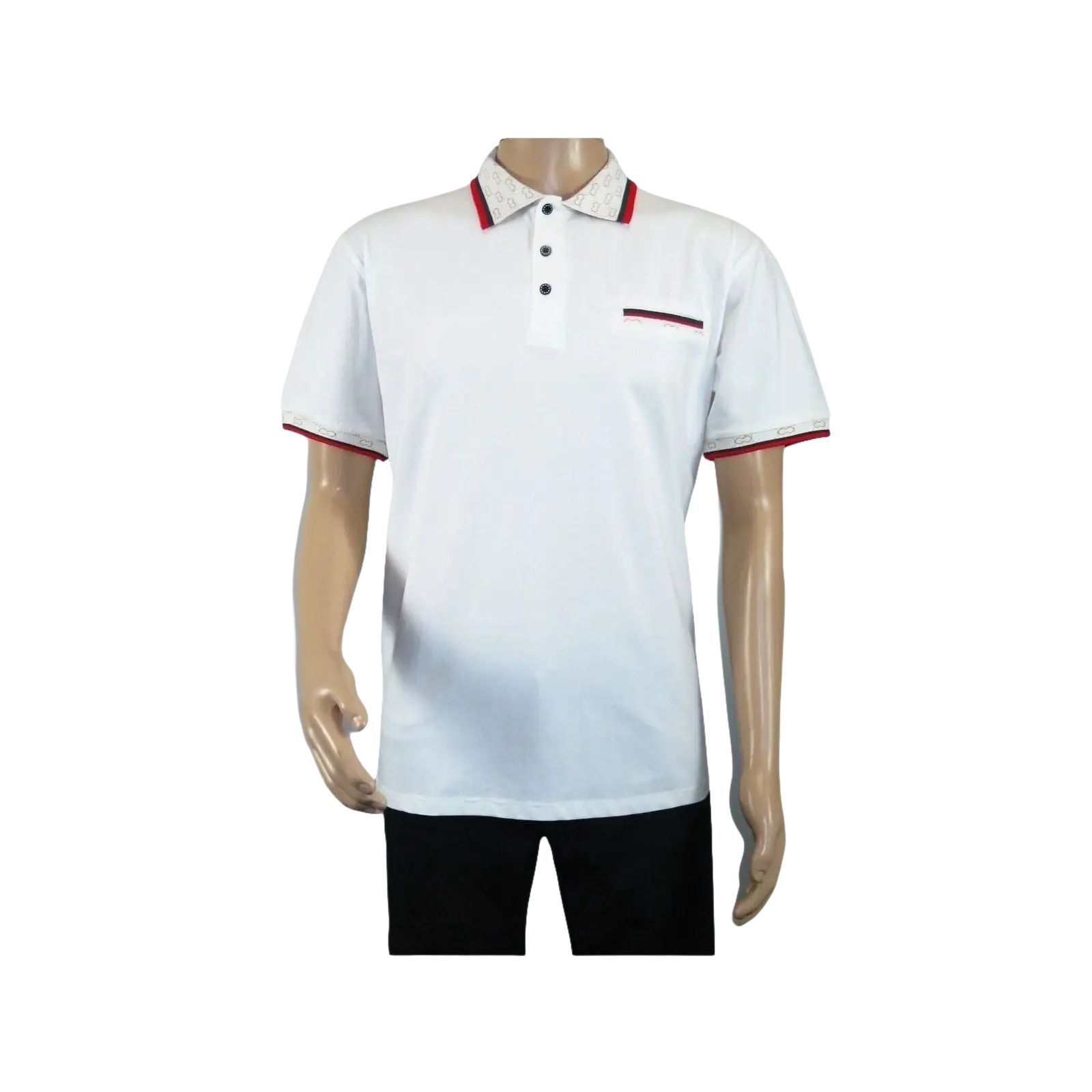 Men Sports Shirt DE - NIKO Short Sleeves Cotton Fashion Polo Shirt DBK113 White - J.Valintin Men's Wear Legend - 99353
