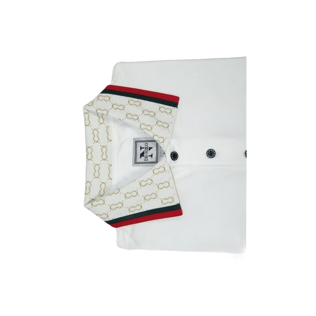 Men Sports Shirt DE - NIKO Short Sleeves Cotton Fashion Polo Shirt DBK113 White - J.Valintin Men's Wear Legend - 99353