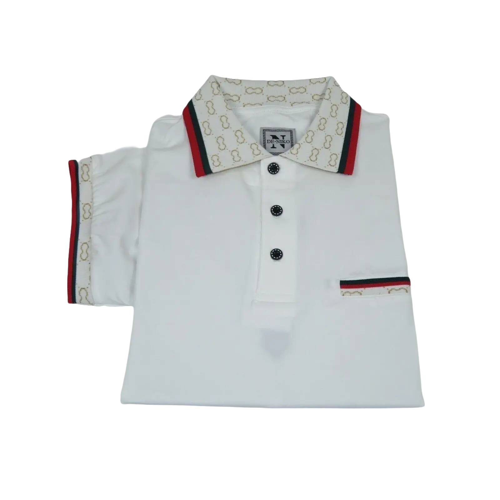 Men Sports Shirt DE - NIKO Short Sleeves Cotton Fashion Polo Shirt DBK113 White - J.Valintin Men's Wear Legend - 99353