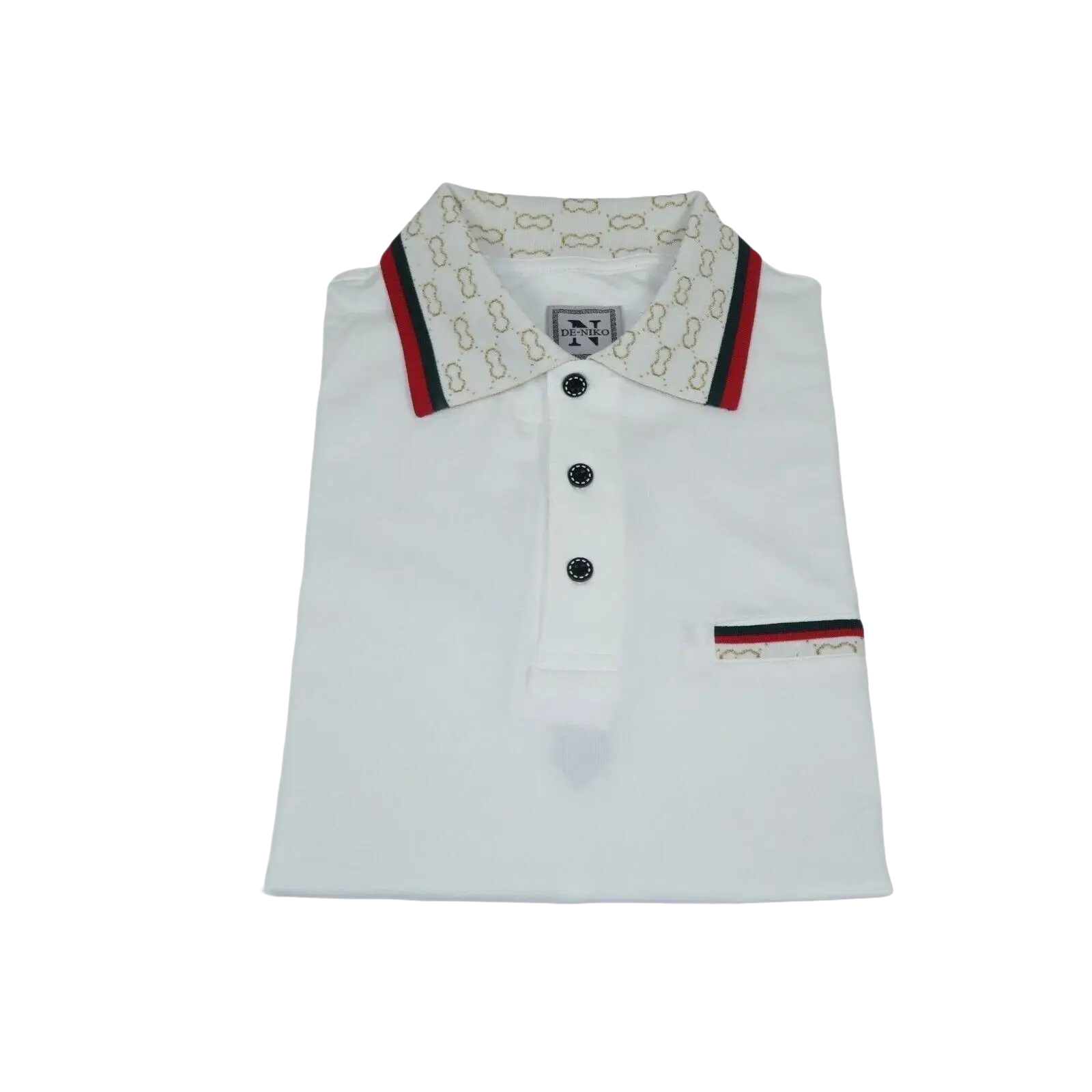 Men Sports Shirt DE - NIKO Short Sleeves Cotton Fashion Polo Shirt DBK113 White - J.Valintin Men's Wear Legend - 99353