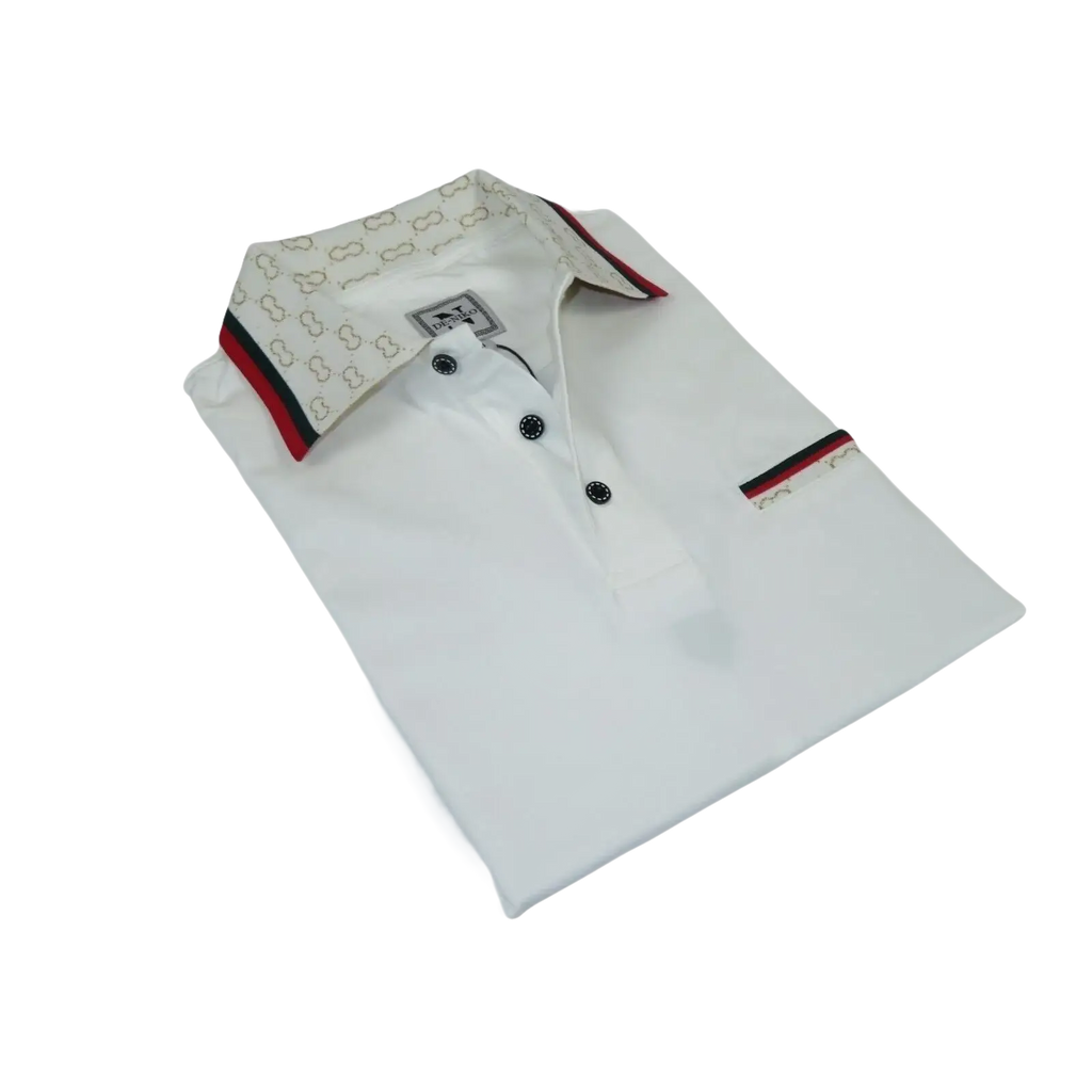 Men Sports Shirt DE - NIKO Short Sleeves Cotton Fashion Polo Shirt DBK113 White - J.Valintin Men's Wear Legend - 99353