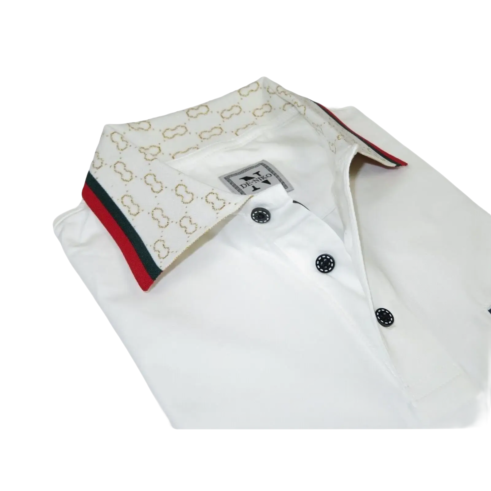 Men Sports Shirt DE - NIKO Short Sleeves Cotton Fashion Polo Shirt DBK113 White - J.Valintin Men's Wear Legend - 99353