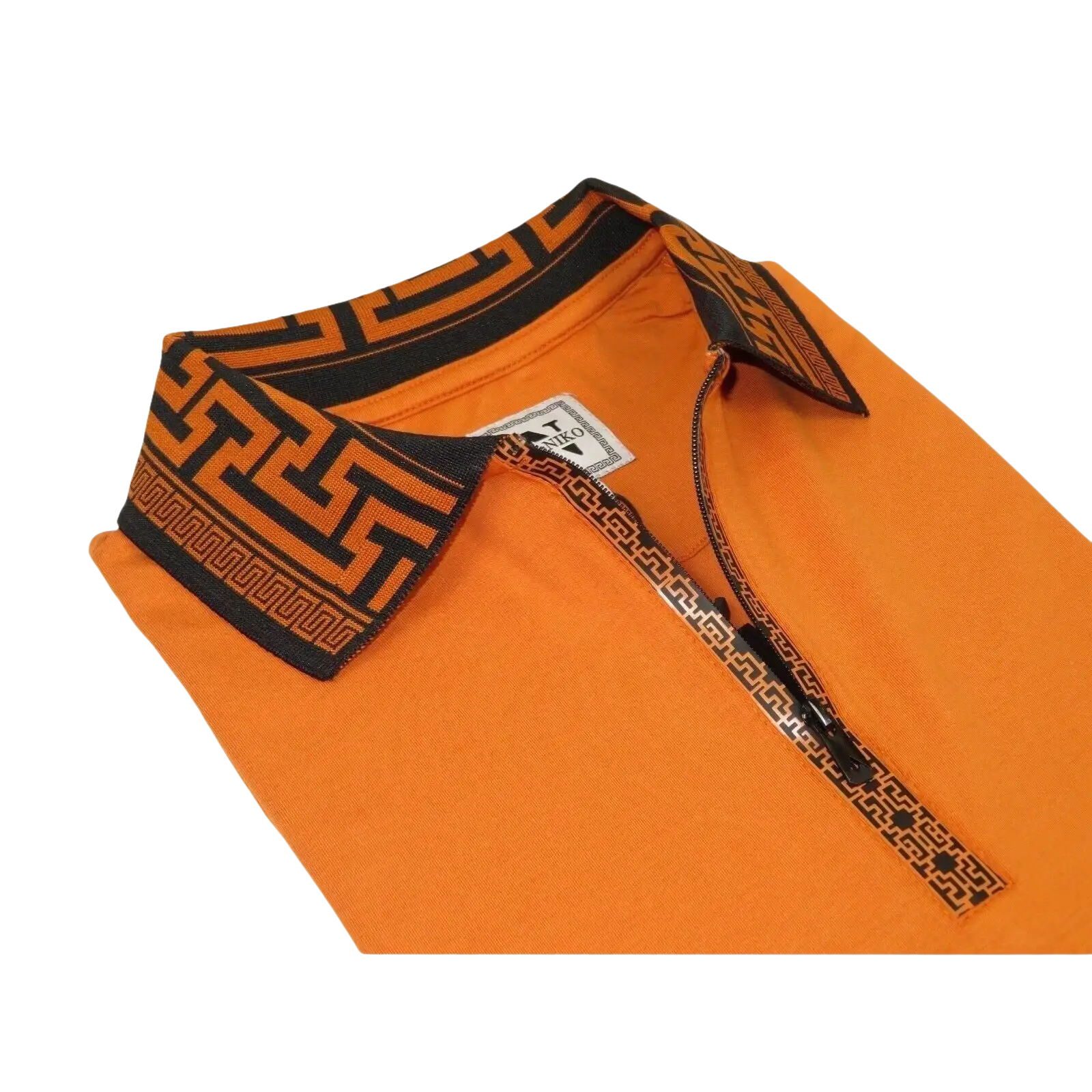 Men Sports Shirt DE - NIKO Short Sleeves Cotton Zipper Polo Shirt DBK104 Rust - J.Valintin Men's Wear Legend - 99341