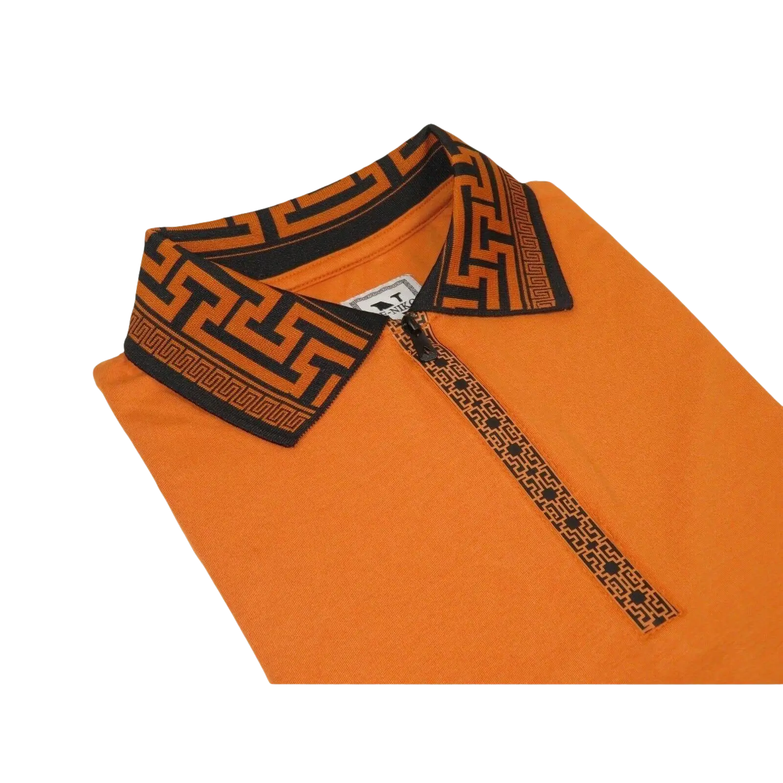 Men Sports Shirt DE - NIKO Short Sleeves Cotton Zipper Polo Shirt DBK104 Rust - J.Valintin Men's Wear Legend - 99341