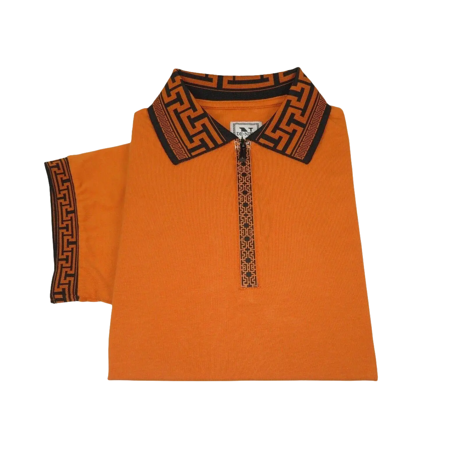 Men Sports Shirt DE - NIKO Short Sleeves Cotton Zipper Polo Shirt DBK104 Rust - J.Valintin Men's Wear Legend - 99341