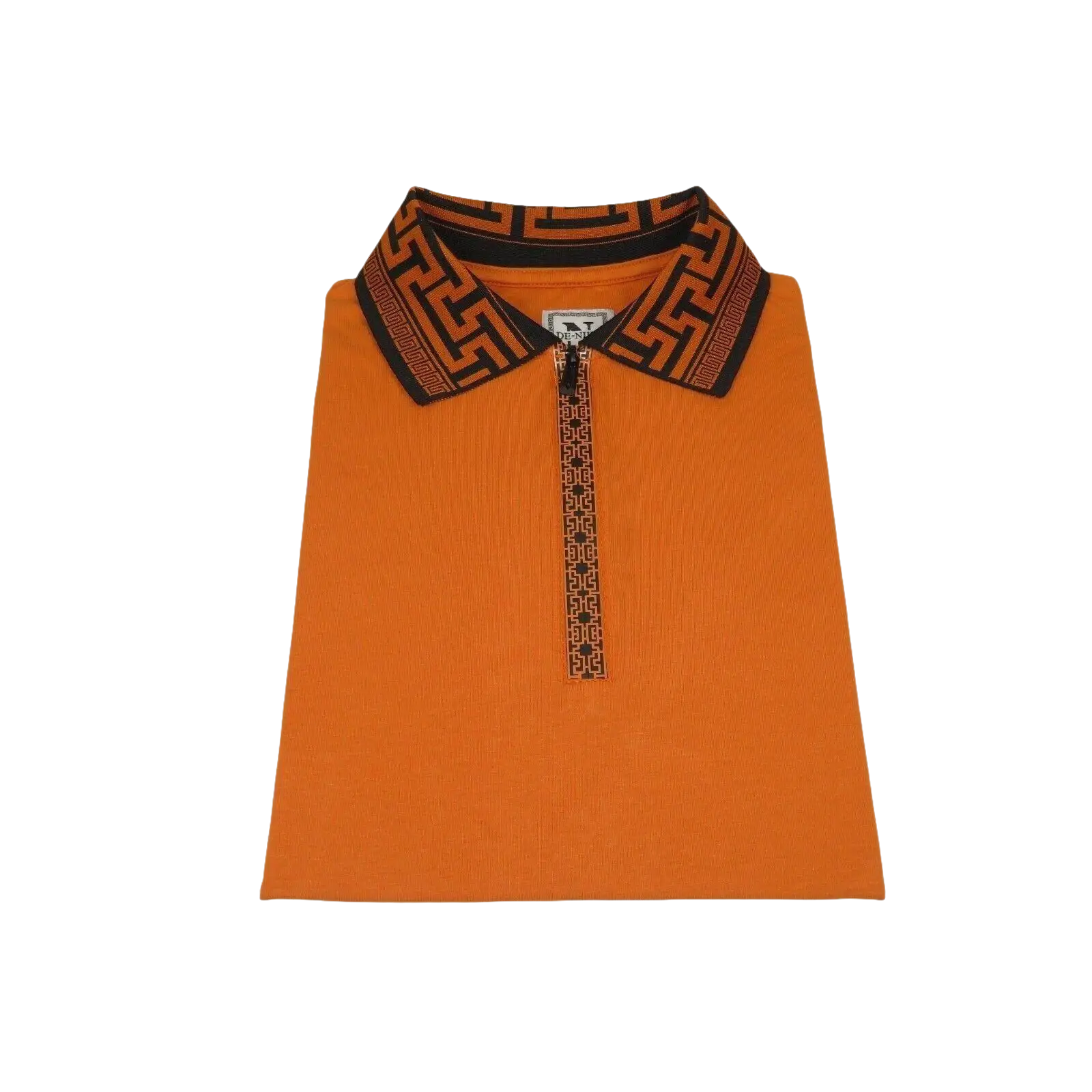 Men Sports Shirt DE - NIKO Short Sleeves Cotton Zipper Polo Shirt DBK104 Rust - J.Valintin Men's Wear Legend - 99341