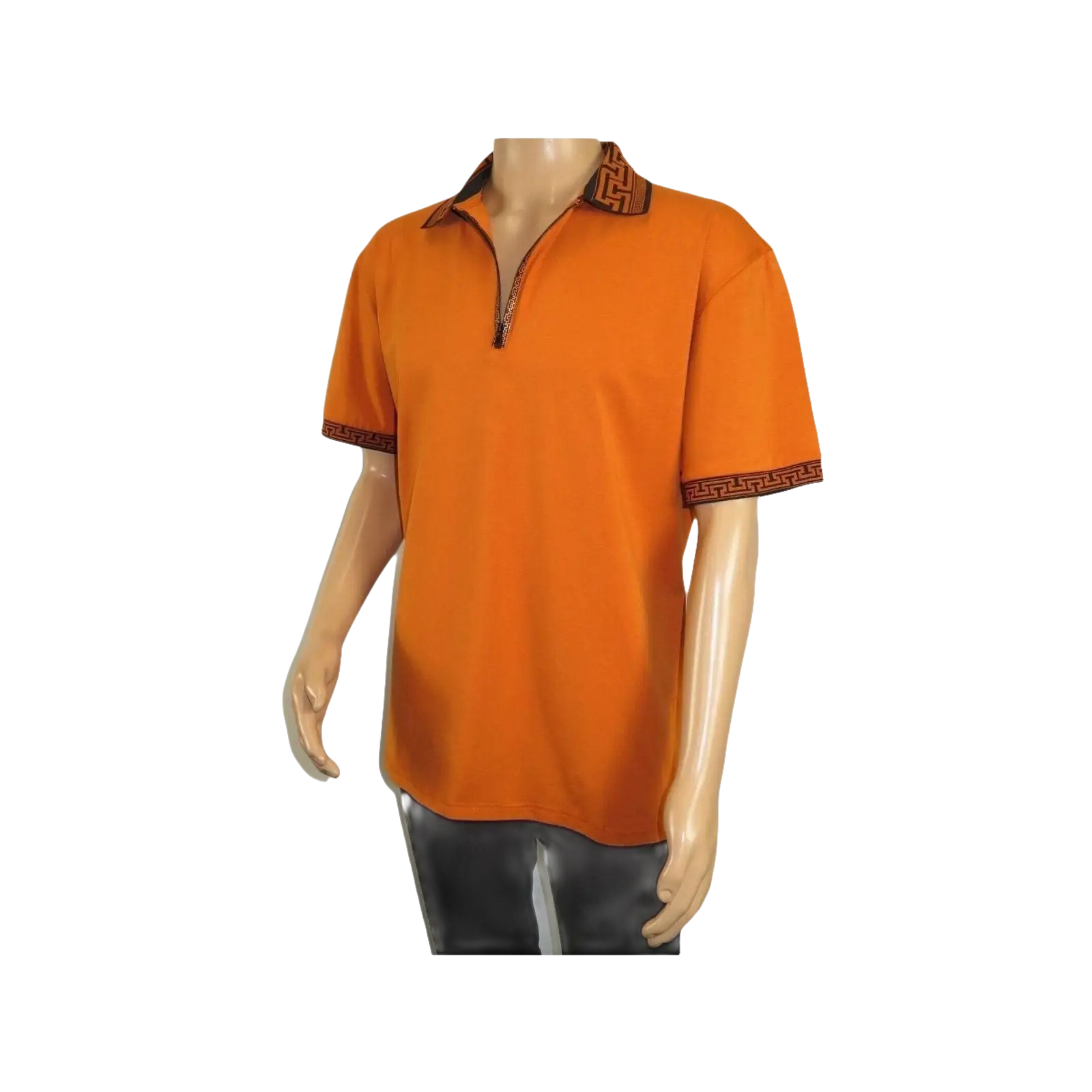 Men Sports Shirt DE - NIKO Short Sleeves Cotton Zipper Polo Shirt DBK104 Rust - J.Valintin Men's Wear Legend - 99341