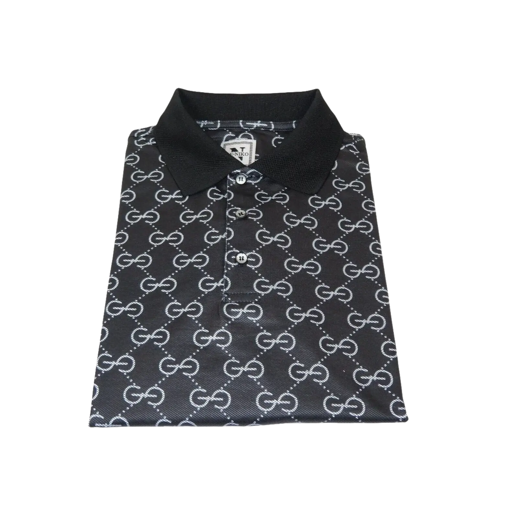 Men Sports Shirt DE - NIKO Short Sleeves Soft Modal Fashion Polo Shirt G1121 Black - J.Valintin Men's Wear Legend - 100199