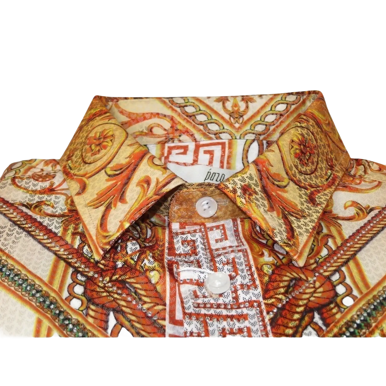 Men Sports Shirt PAZO by DE - NIKO Long Sleeves Medallion Print Soft DNK6903 Gold - J.Valintin Men's Wear Legend - 100613