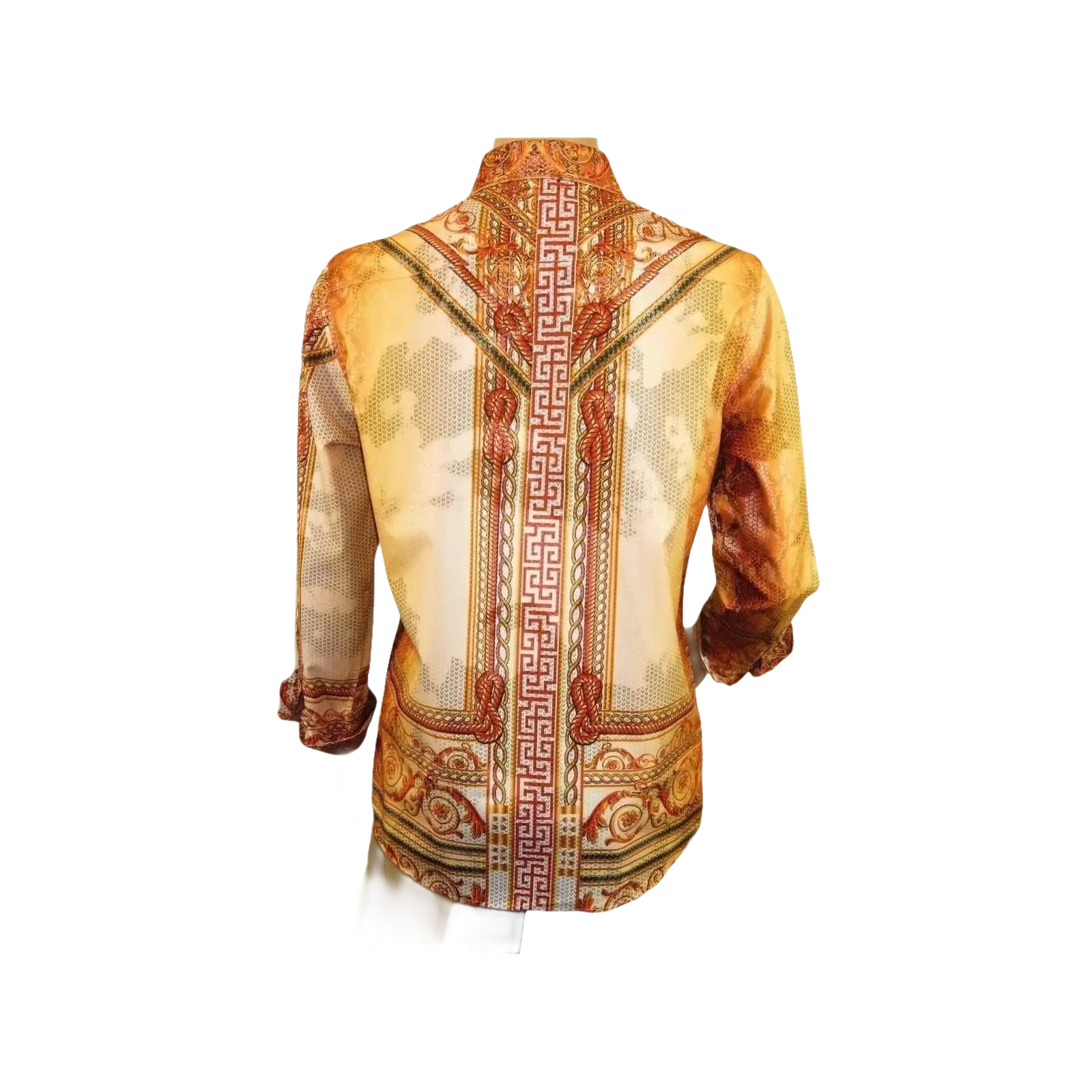 Men Sports Shirt PAZO by DE - NIKO Long Sleeves Medallion Print Soft DNK6903 Gold - J.Valintin Men's Wear Legend - 100613