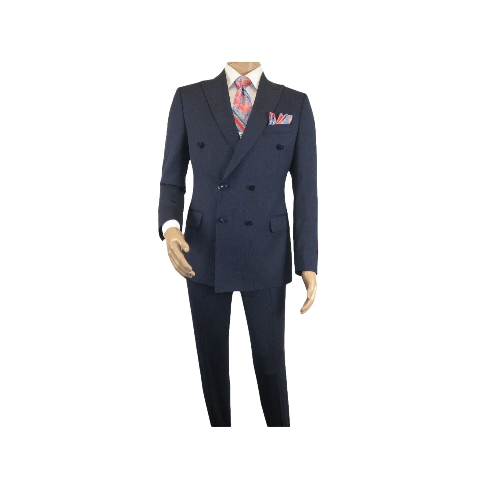 Men Suit BERLUSCONI Turkey 100% Italian Wool 180's Double Breasted #Ber32 Navy - J.Valintin Men's Wear Legend - 100983