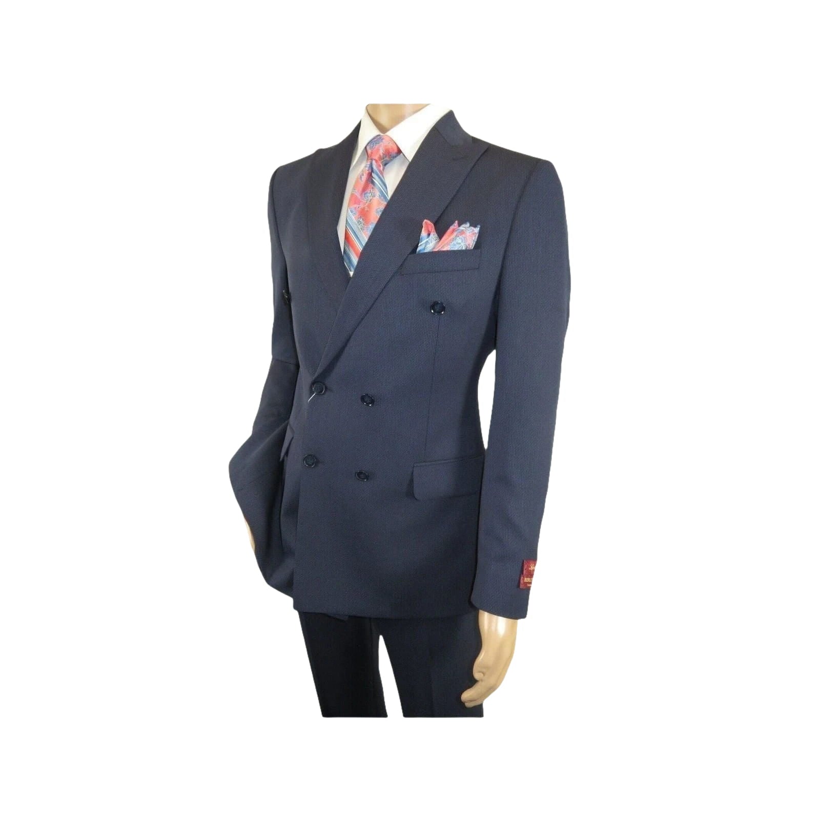 Men Suit BERLUSCONI Turkey 100% Italian Wool 180's Double Breasted #Ber32 Navy - J.Valintin Men's Wear Legend - 100983