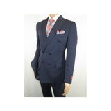 Men Suit BERLUSCONI Turkey 100% Italian Wool 180's Double Breasted #Ber32 Navy - J.Valintin Men's Wear Legend - 100983