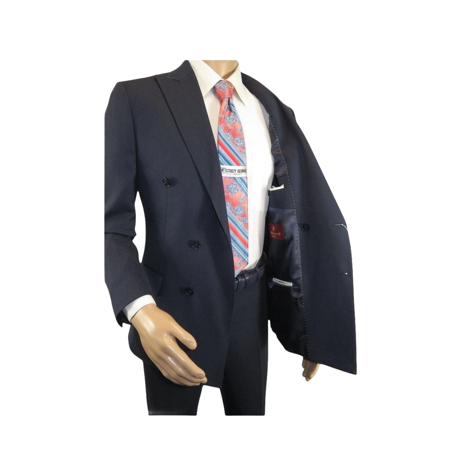 Men Suit BERLUSCONI Turkey 100% Italian Wool 180's Double Breasted #Ber32 Navy - J.Valintin Men's Wear Legend - 100983