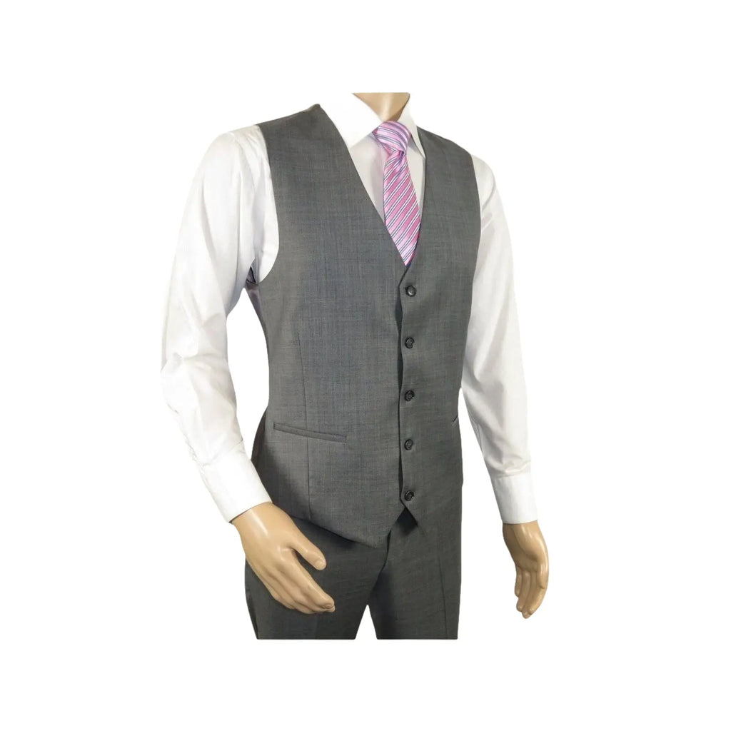 Men Suit BERLUSCONI Turkey 100% Italian Wool Super 180's 3pc Vested #Ber9 gray - J.Valintin Men's Wear Legend - 98531