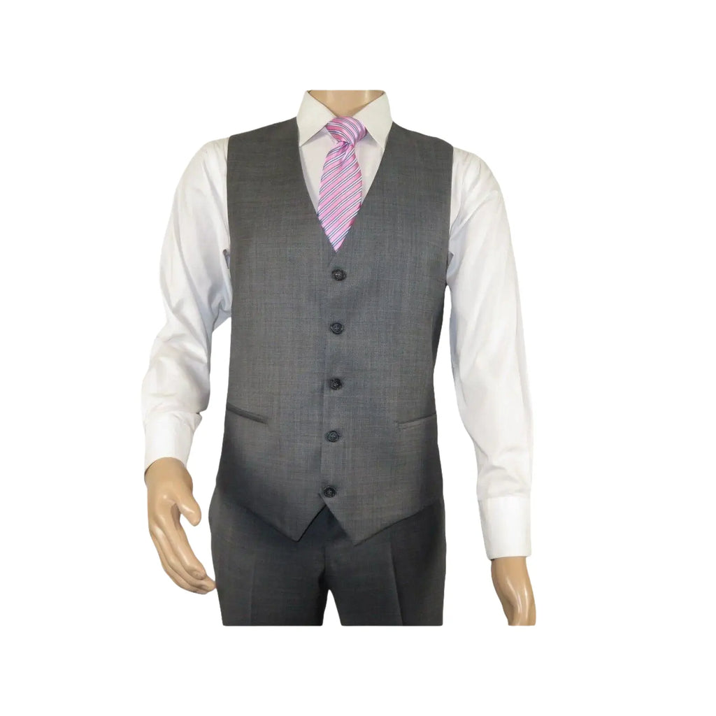 Men Suit BERLUSCONI Turkey 100% Italian Wool Super 180's 3pc Vested #Ber9 gray - J.Valintin Men's Wear Legend - 98531