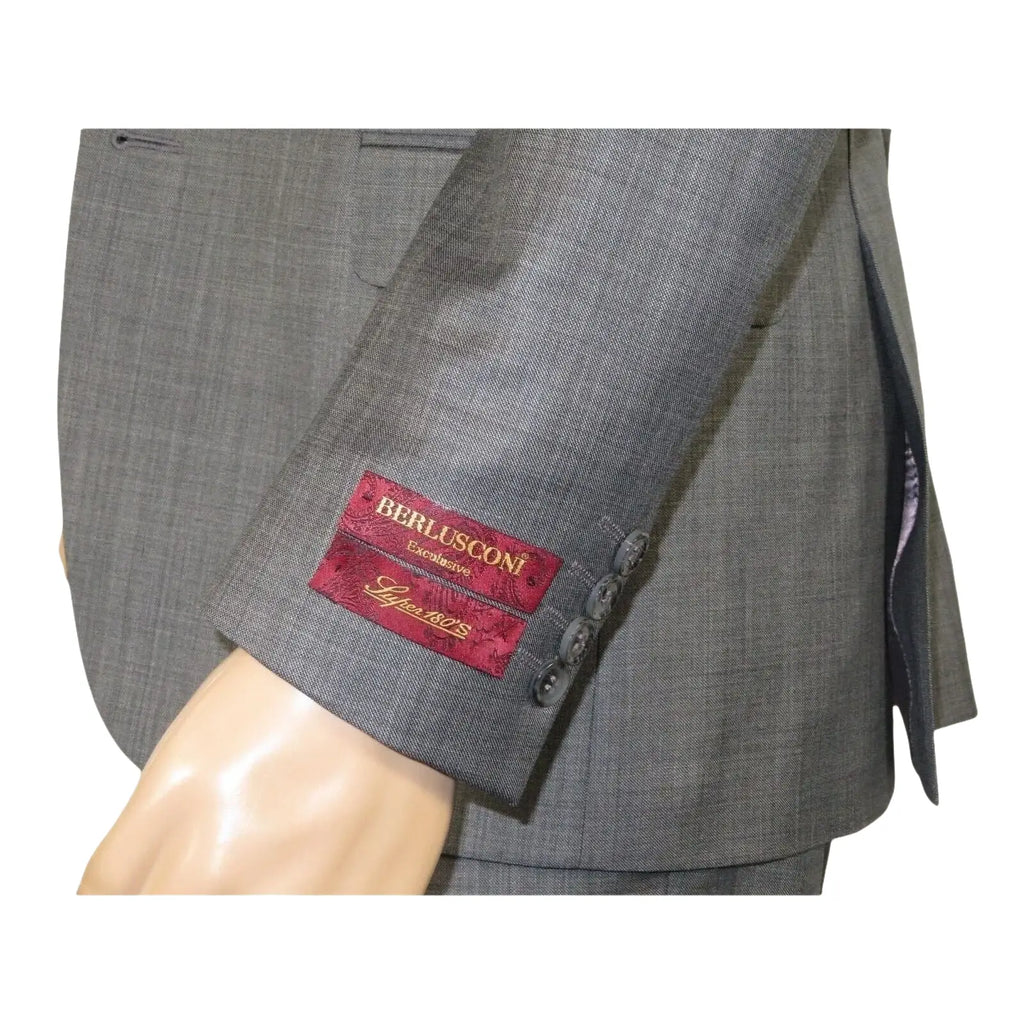 Men Suit BERLUSCONI Turkey 100% Italian Wool Super 180's 3pc Vested #Ber9 gray - J.Valintin Men's Wear Legend - 98531