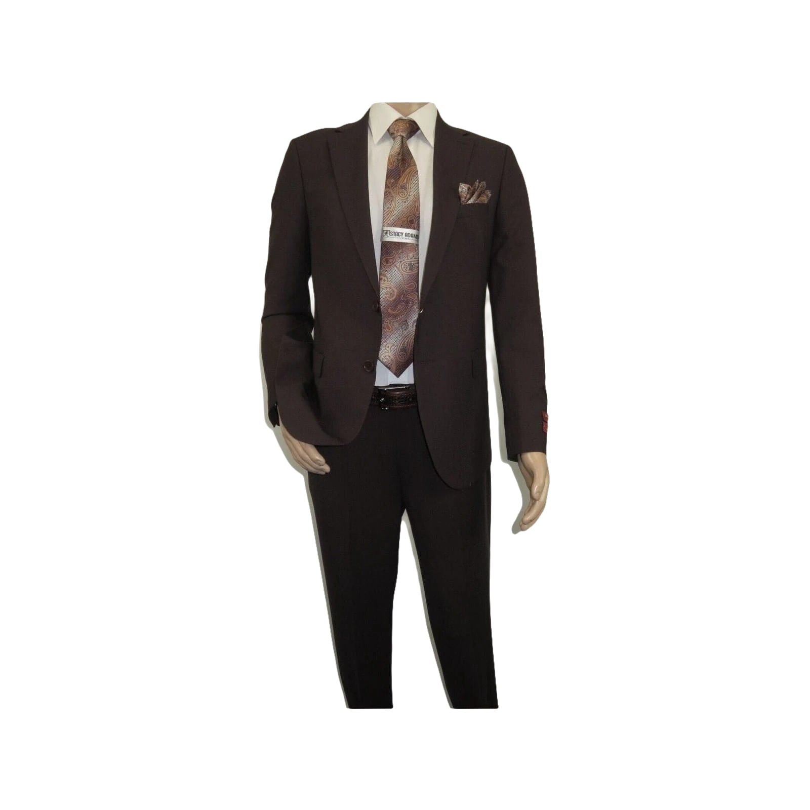 Men Suit BERLUSCONI Turkey 100% Italian Wool Super 180's #Ber30 Brown/Burgundy - J.Valintin Men's Wear Legend - 100970