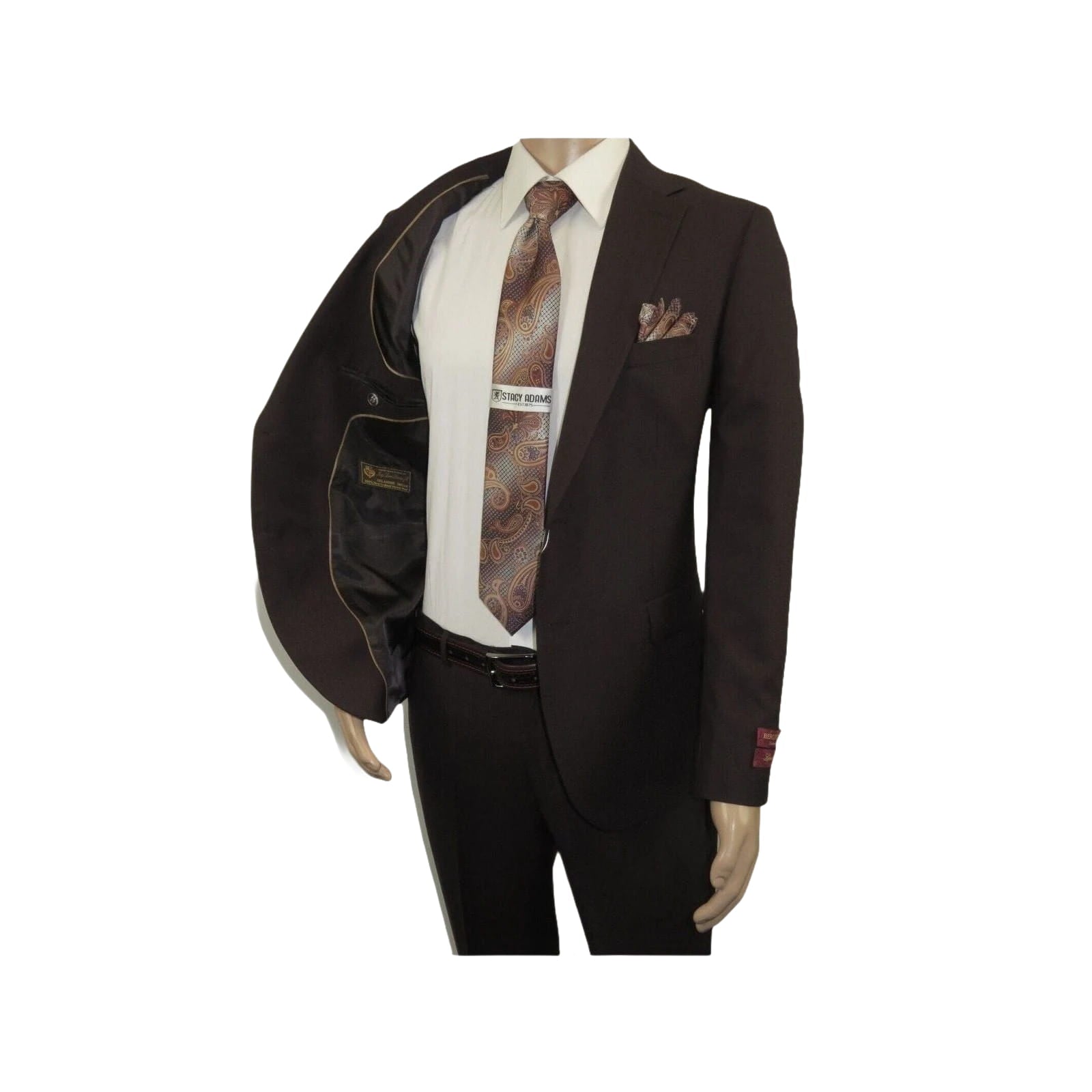 Men Suit BERLUSCONI Turkey 100% Italian Wool Super 180's #Ber30 Brown/Burgundy - J.Valintin Men's Wear Legend - 100970