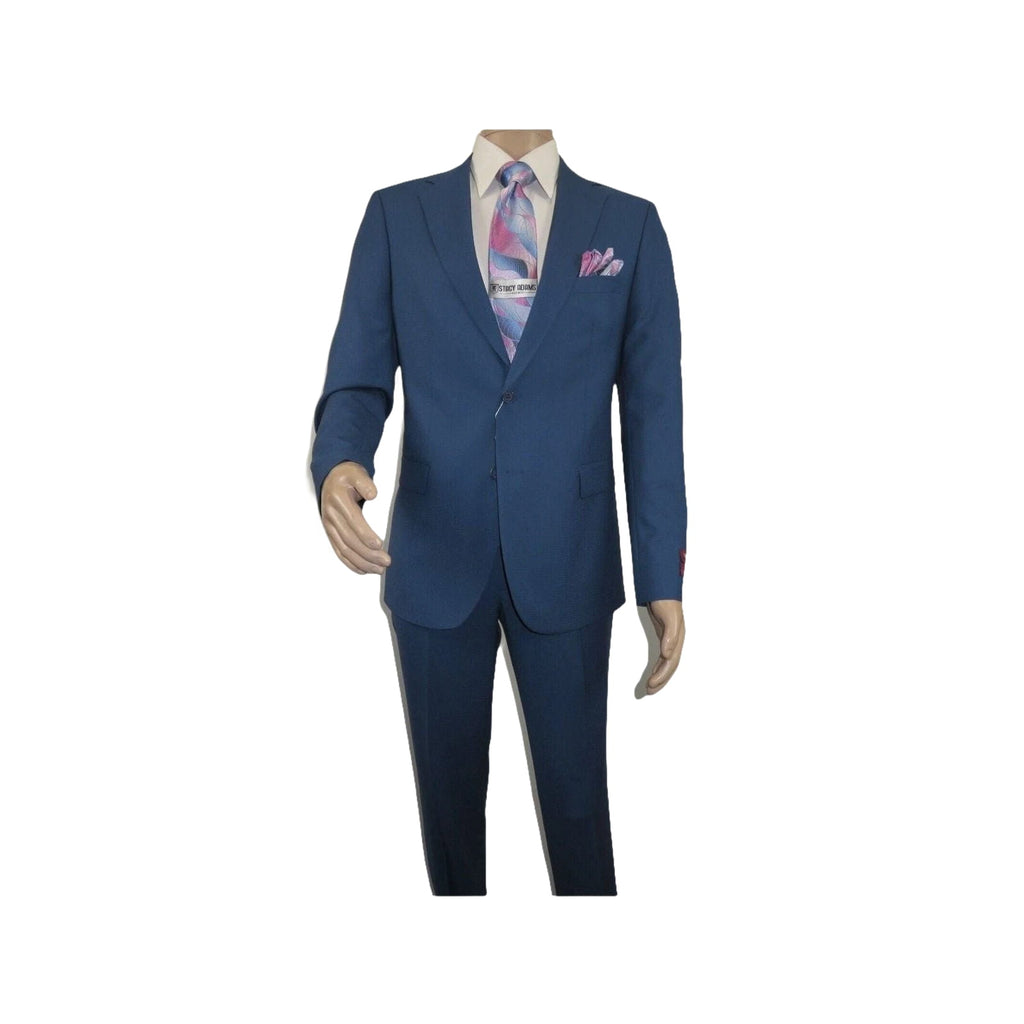 Men Suit BERLUSCONI Turkey 100% Soft Italian Wool Super 180's 2pc #Ber31 Blue - J.Valintin Men's Wear Legend - 100977