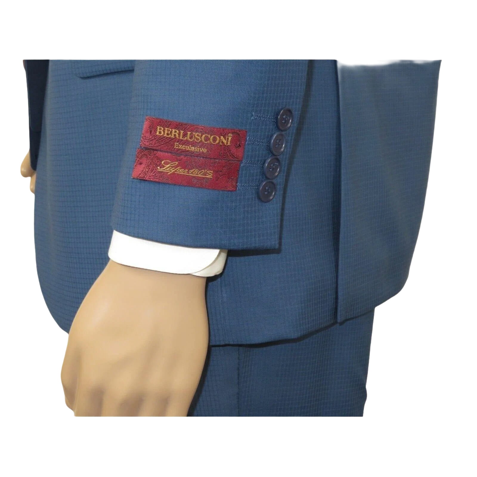 Men Suit BERLUSCONI Turkey 100% Soft Italian Wool Super 180's 2pc #Ber31 Blue - J.Valintin Men's Wear Legend - 100977