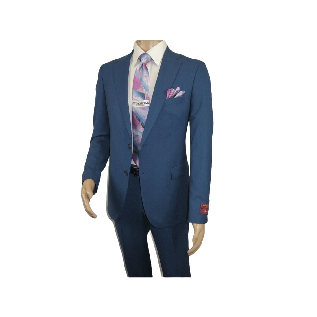 Men Suit BERLUSCONI Turkey 100% Soft Italian Wool Super 180's 2pc #Ber31 Blue - J.Valintin Men's Wear Legend - 100977