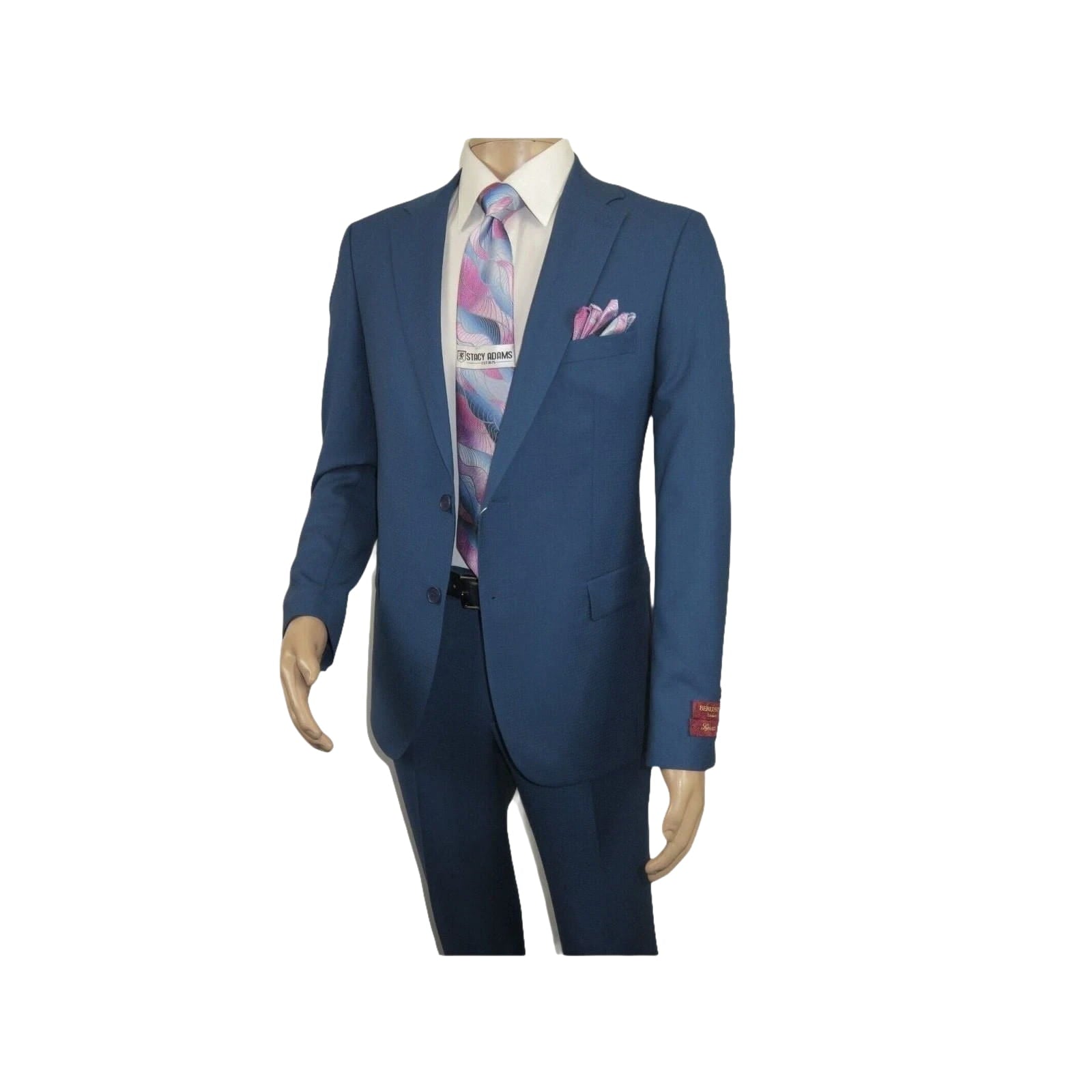 Men Suit BERLUSCONI Turkey 100% Soft Italian Wool Super 180's 2pc #Ber31 Blue - J.Valintin Men's Wear Legend - 100977