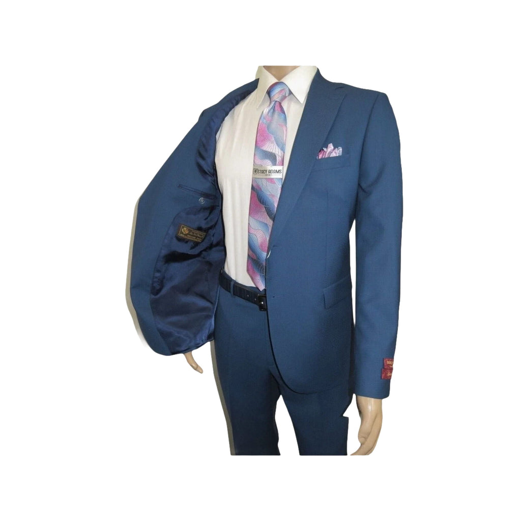 Men Suit BERLUSCONI Turkey 100% Soft Italian Wool Super 180's 2pc #Ber31 Blue - J.Valintin Men's Wear Legend - 100977