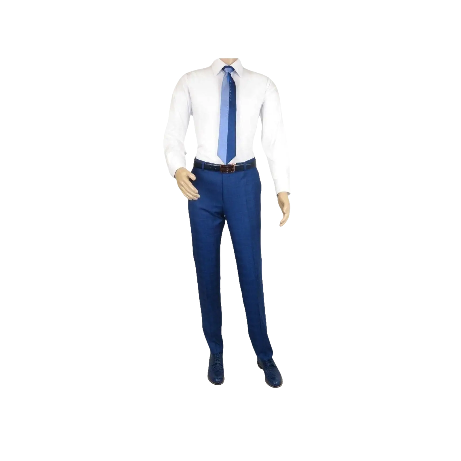 Men Suit By Renoir Window pane English Plaid Slim Fit Side Vents Fit 291 - 20 Blue - J.Valintin Men's Wear Legend - 93914