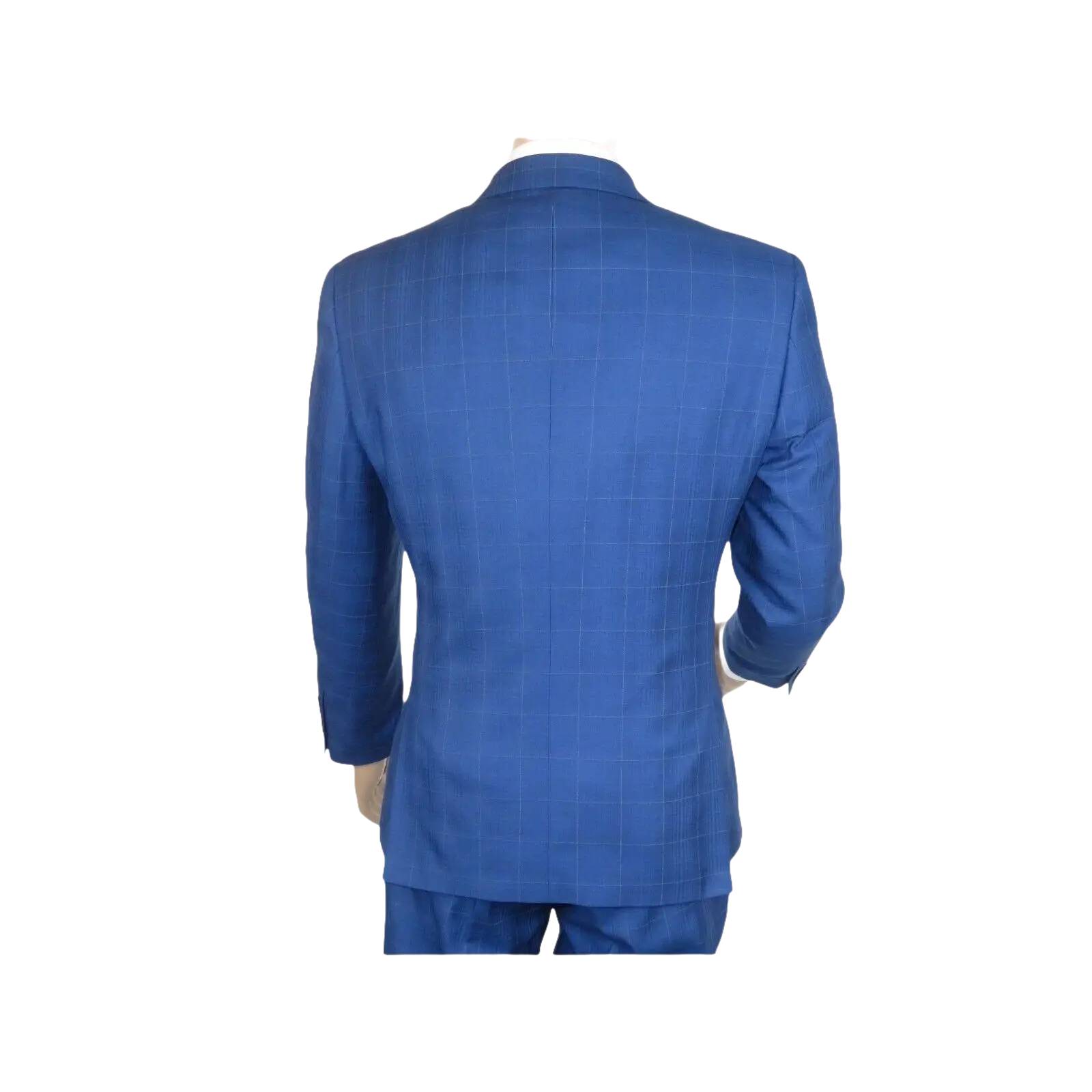 Men Suit By Renoir Window pane English Plaid Slim Fit Side Vents Fit 291 - 20 Blue - J.Valintin Men's Wear Legend - 93914